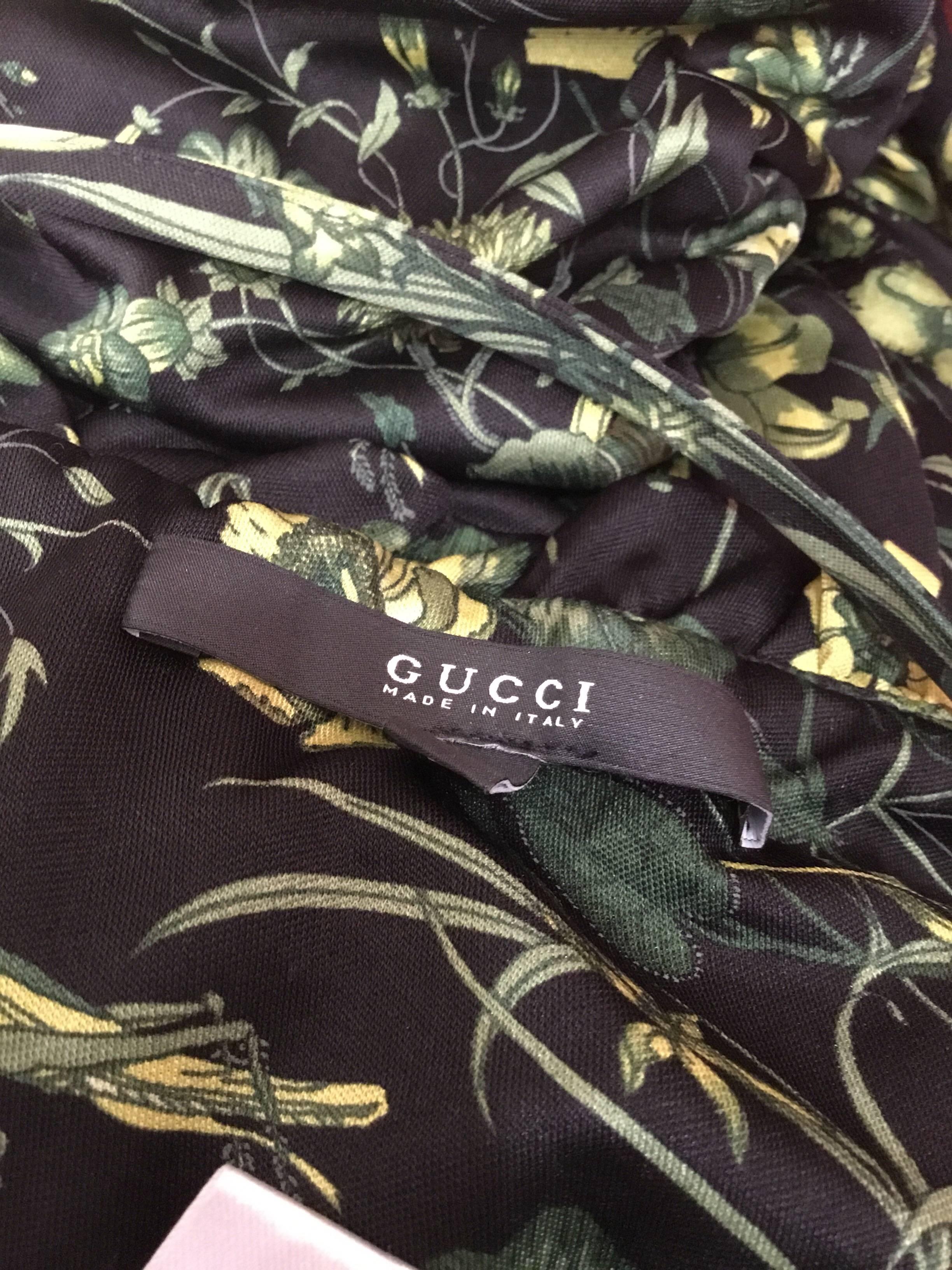Black Gucci Green Butterfly Print Jersey Maxi Dress