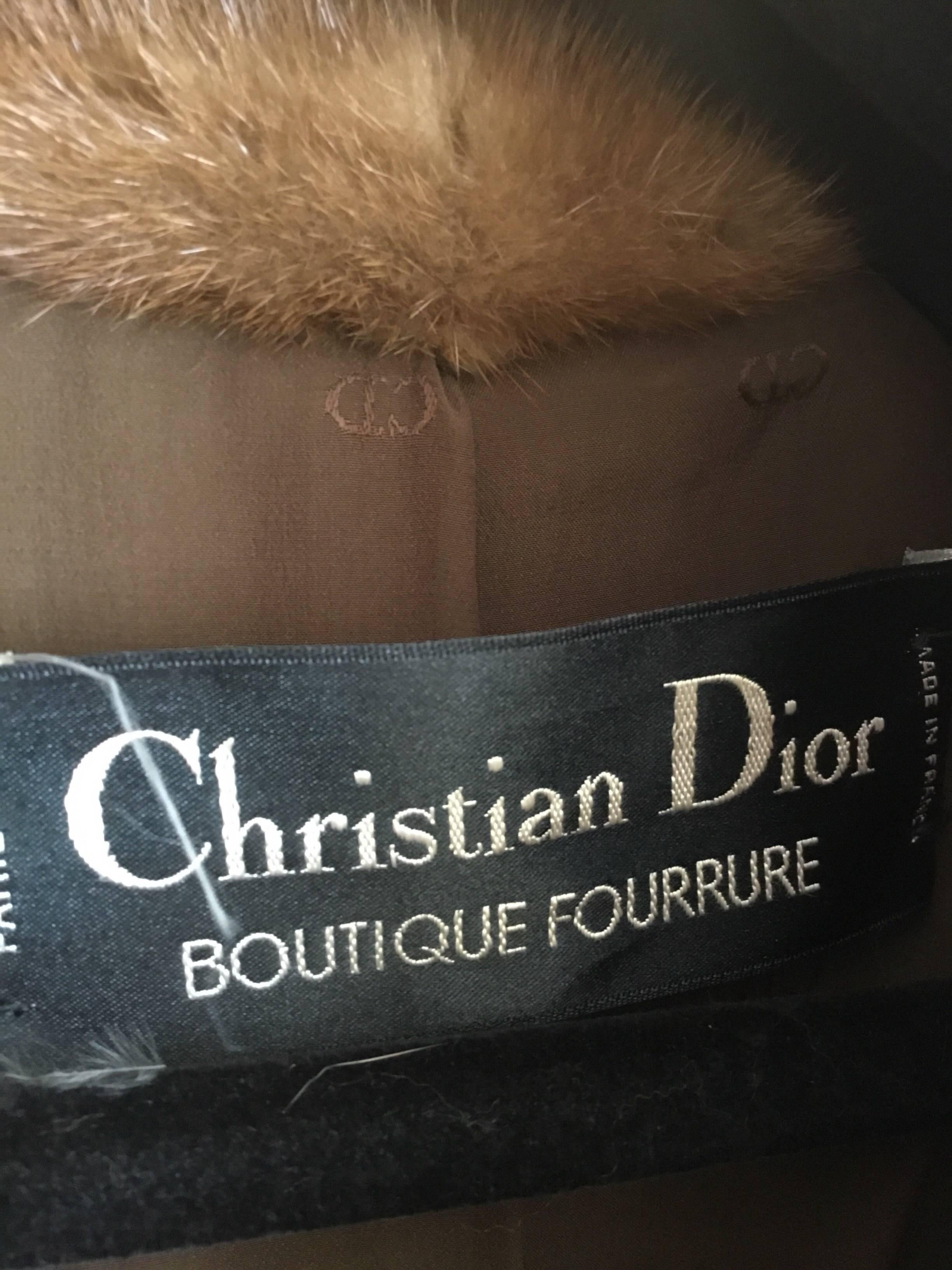 Christian Dior Vintage Brown Mink Coat In Excellent Condition In Carmel, CA
