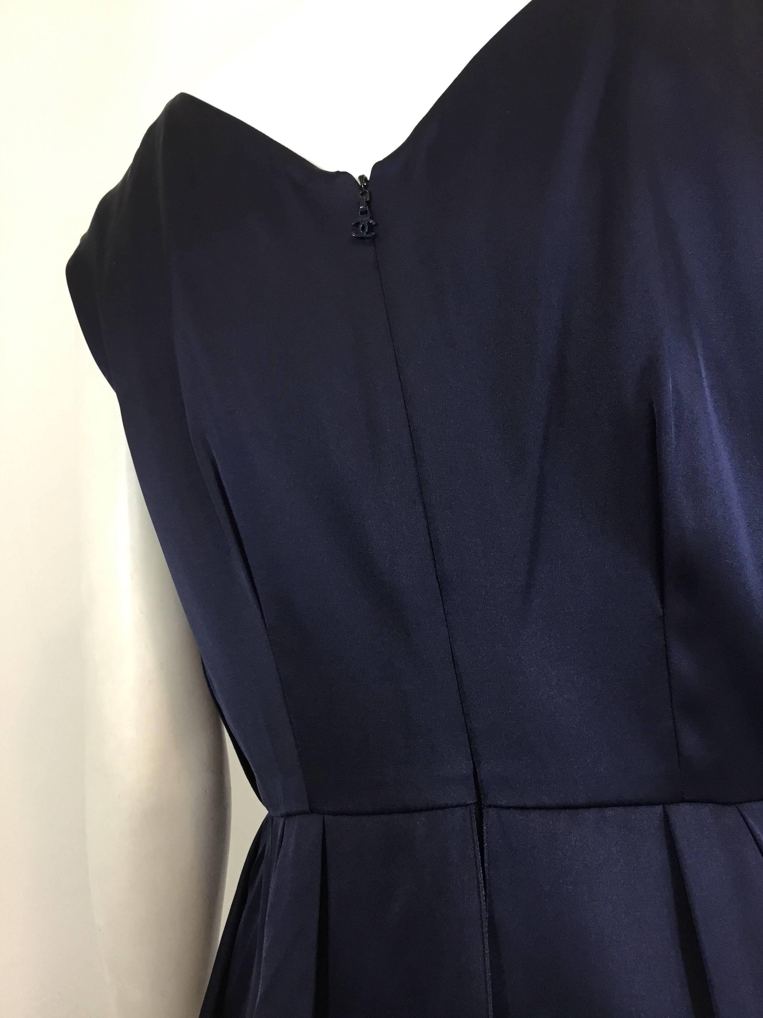 Chanel 2008 C Silk Satin Navy Blue Tiered Gown at 1stDibs | navy blue ...
