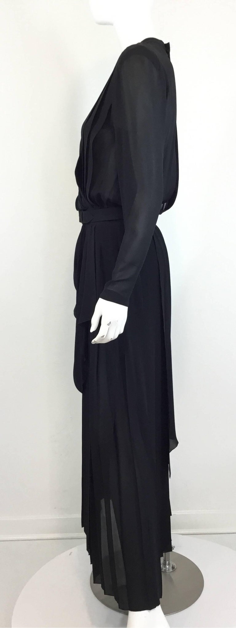 Vintage Chanel Belted Chiffon Dress at 1stDibs chanel chiffon dress