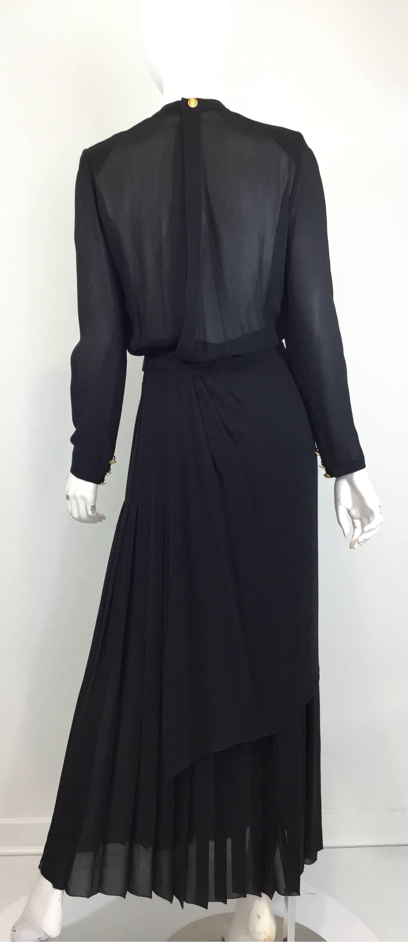 Vintage Chanel Belted Chiffon Dress In Excellent Condition In Carmel, CA