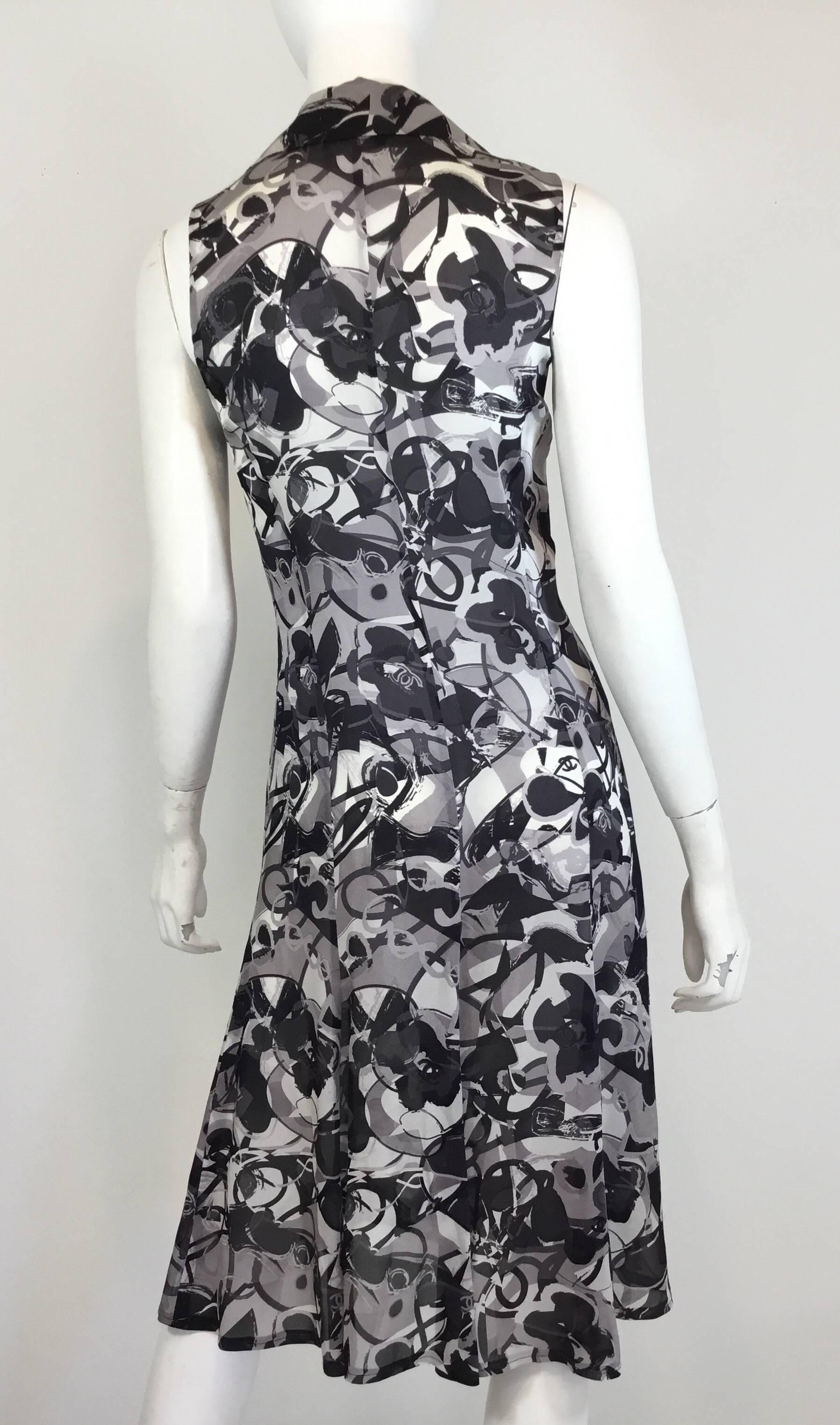Chanel 2005 P Silk Print Dress In Excellent Condition In Carmel, CA