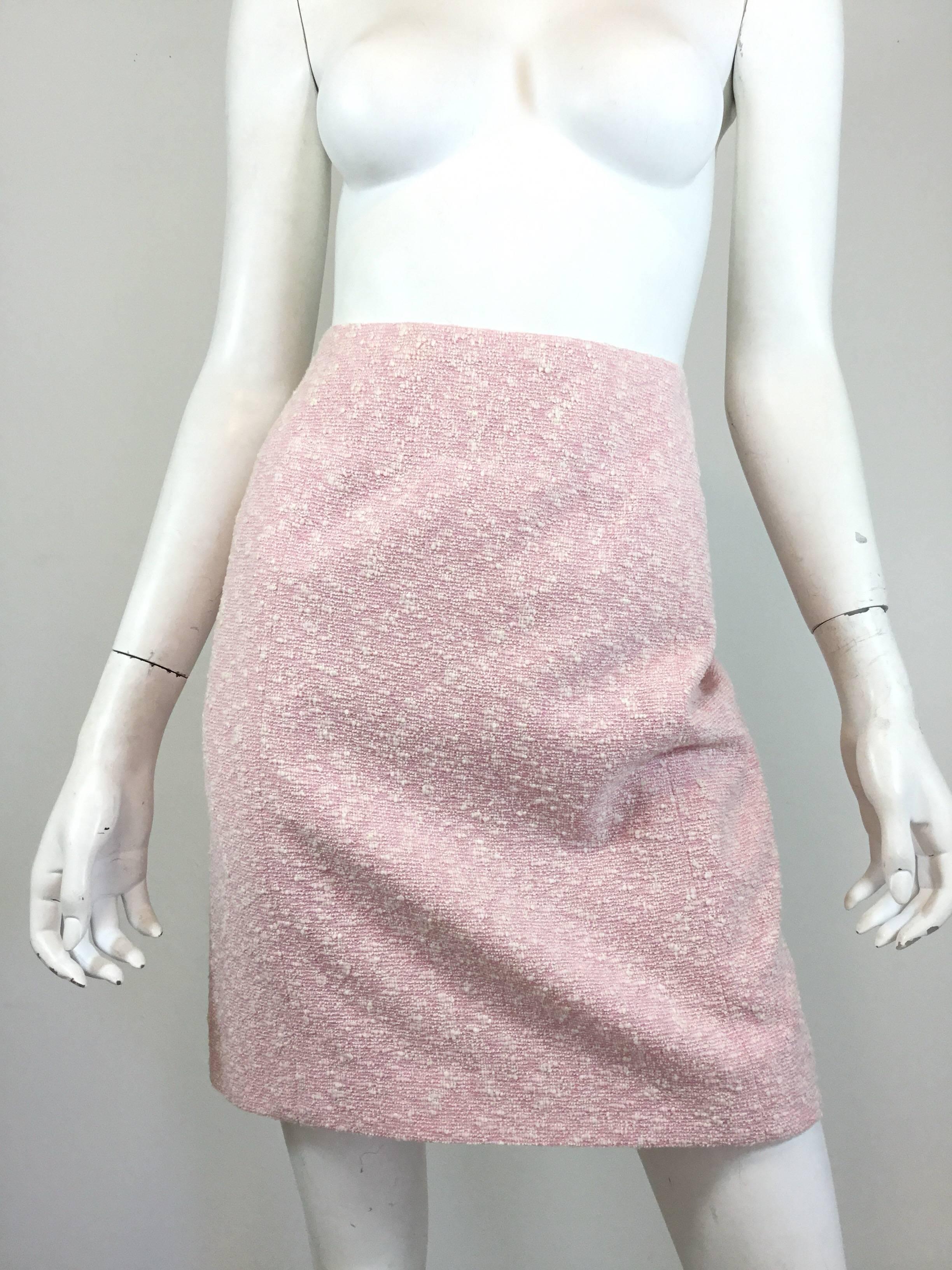 Beige Chanel Pink Boucle Skirt Suit, 1998 