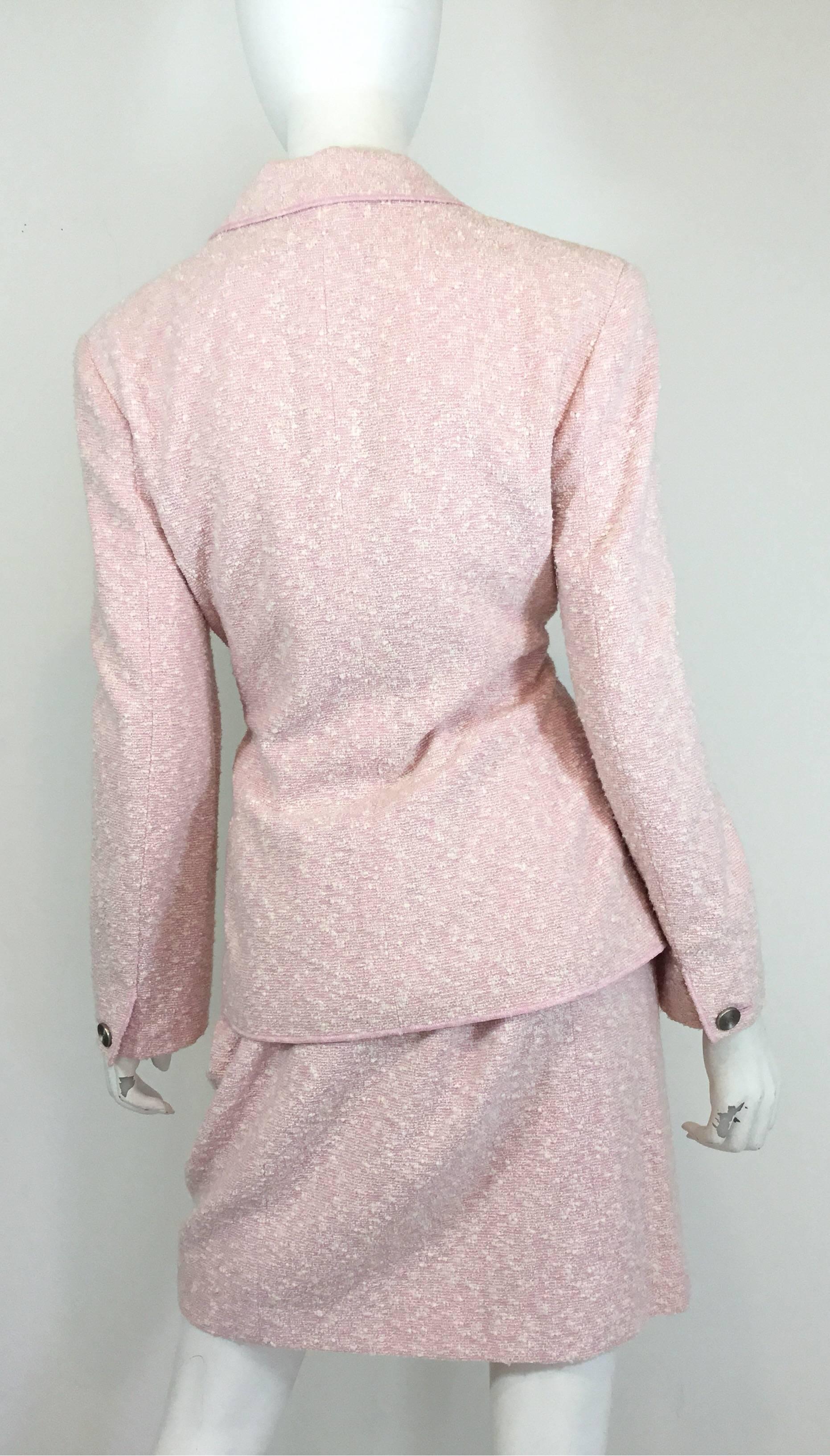 pink boucle suit