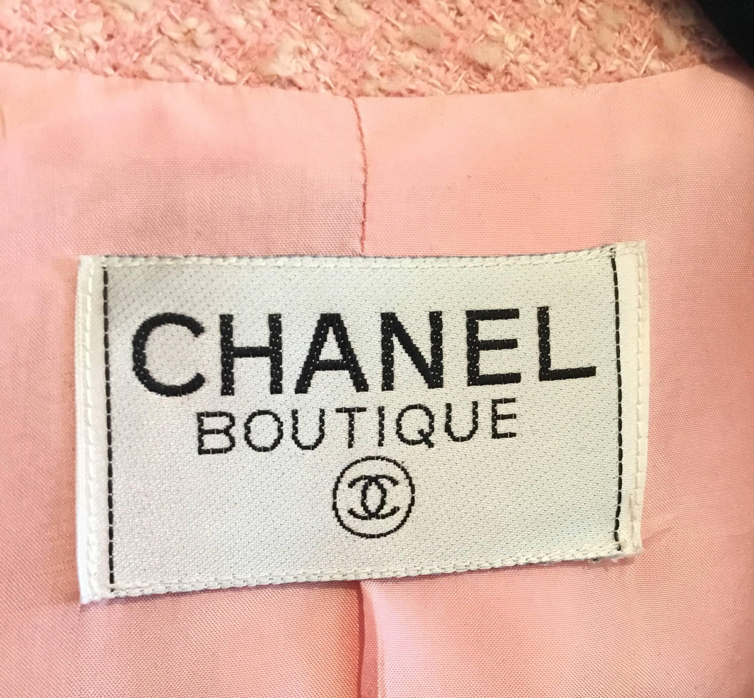 Chanel Pink Vintage Open Long Jacket In Excellent Condition In Carmel, CA