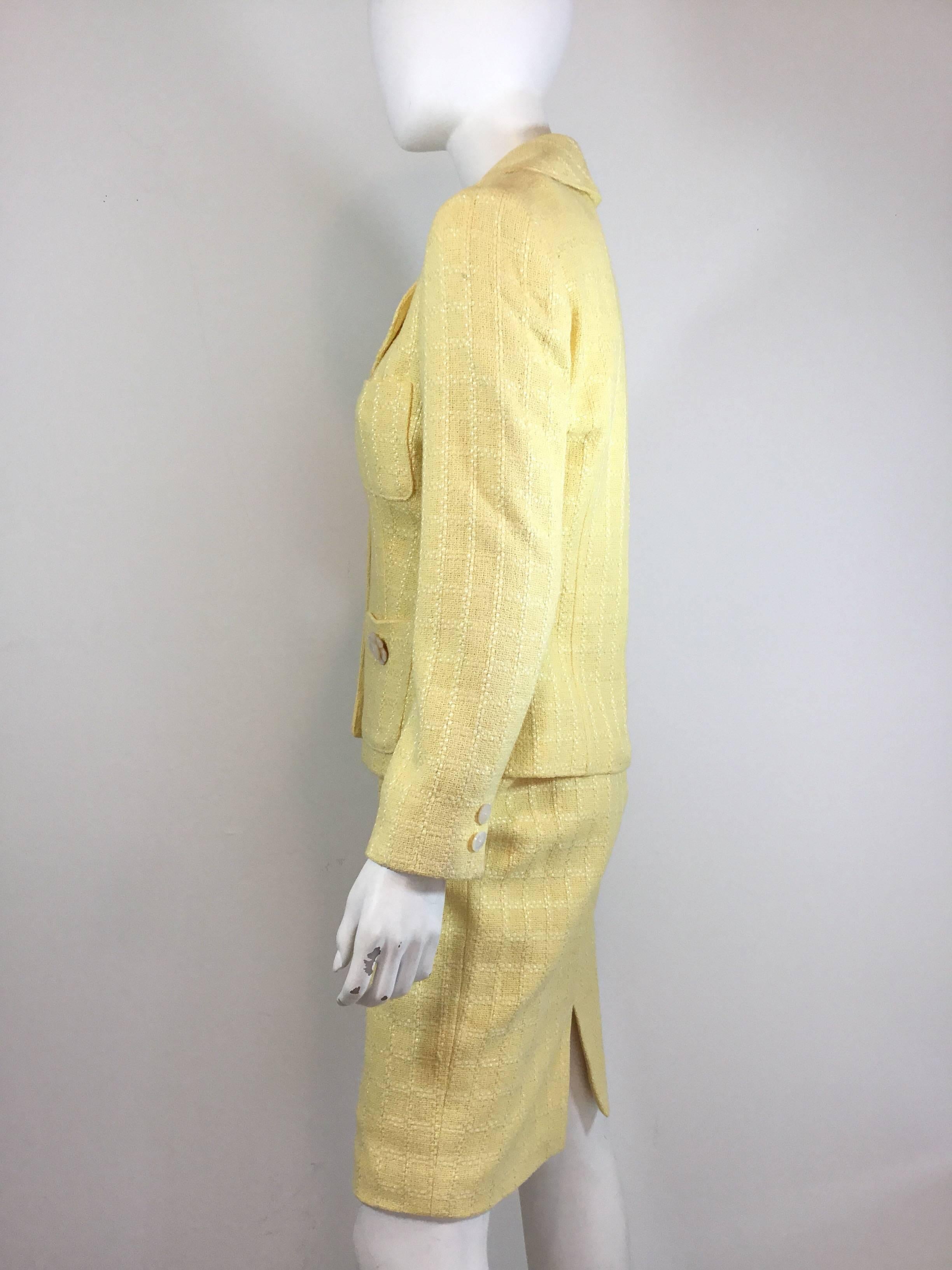 yellow tweed suit