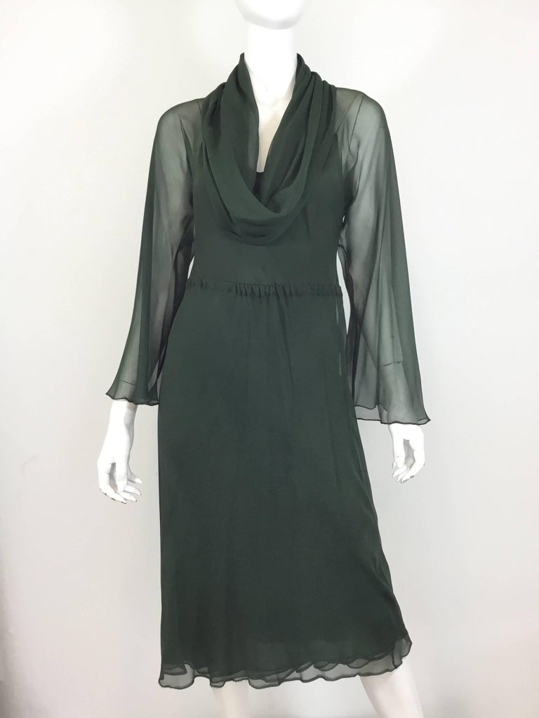 Halston Chiffon Vintage Dress with Scarf at 1stDibs | halston clothes ...