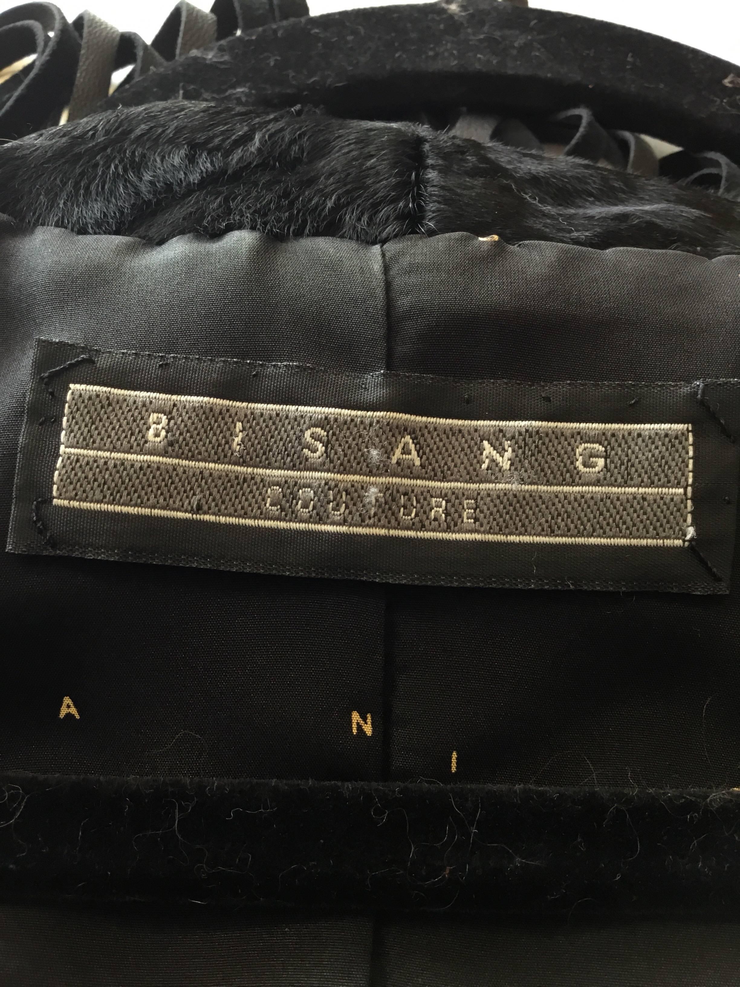 Bisang Couture Broadtail Jacket with Leather Fringe In Excellent Condition For Sale In Carmel, CA