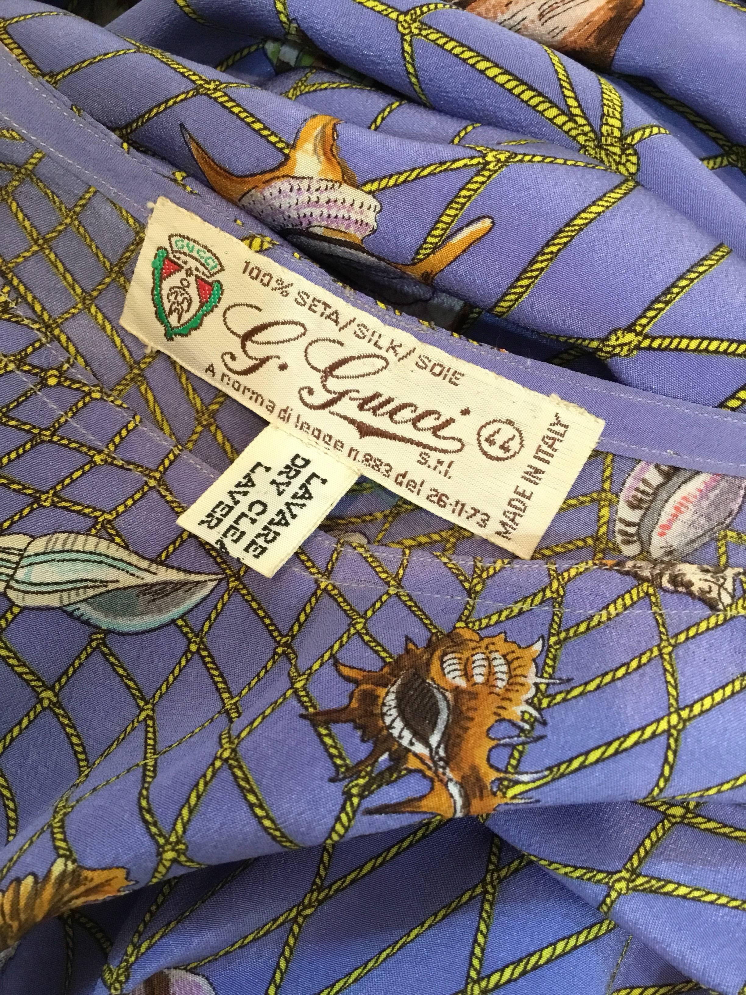 Women's Gucci Vintage Silk Sea Shell Print Caftan