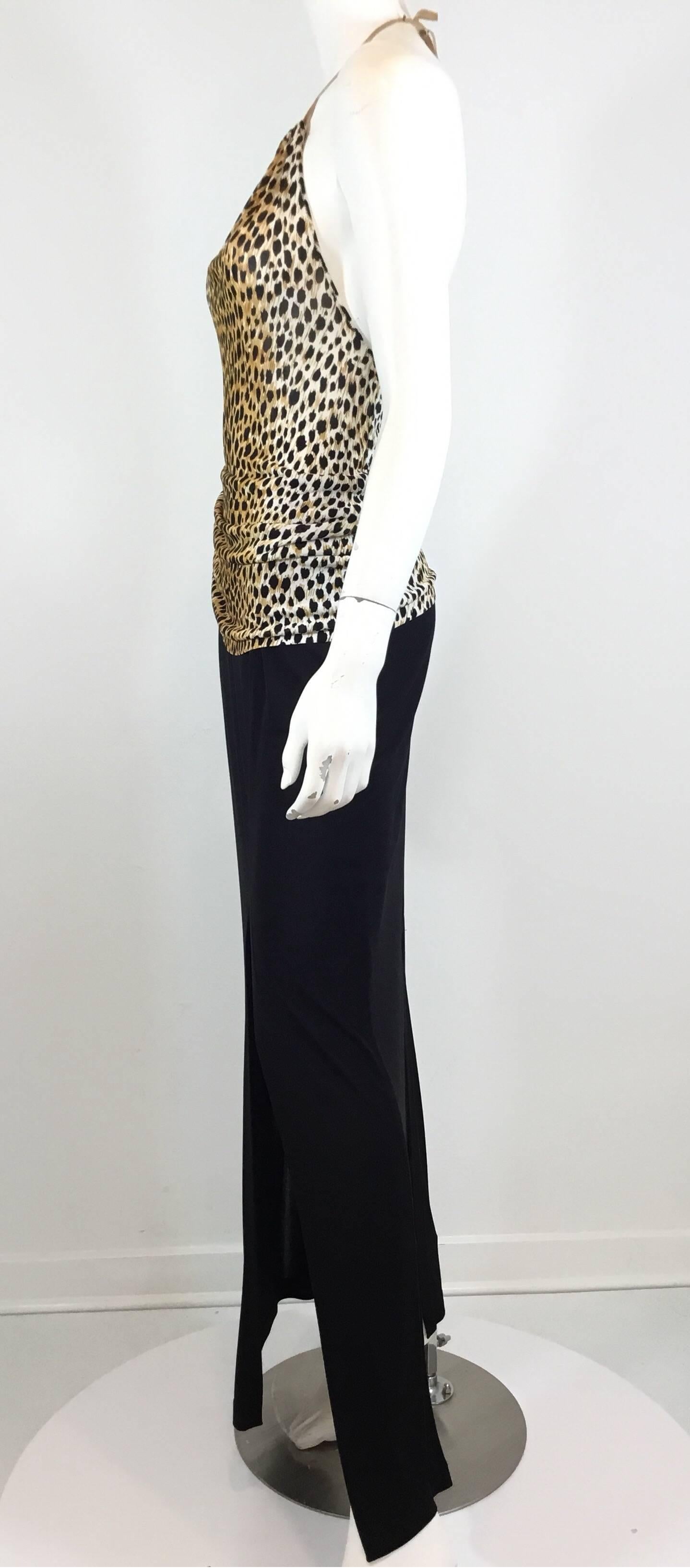 Black Dolce & Gabbana Leopard Halter Top and Maxi Skirt Ensemble