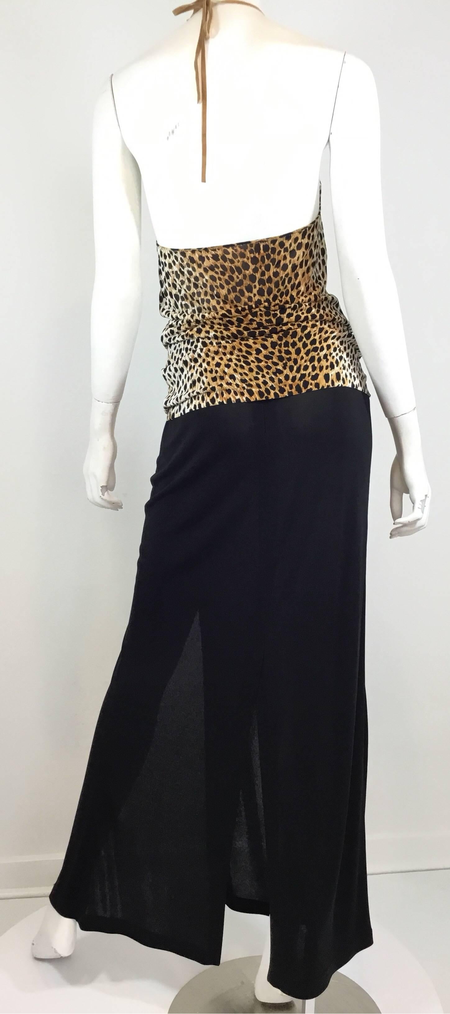 Dolce & Gabbana Leopard Halter Top and Maxi Skirt Ensemble In Excellent Condition In Carmel, CA