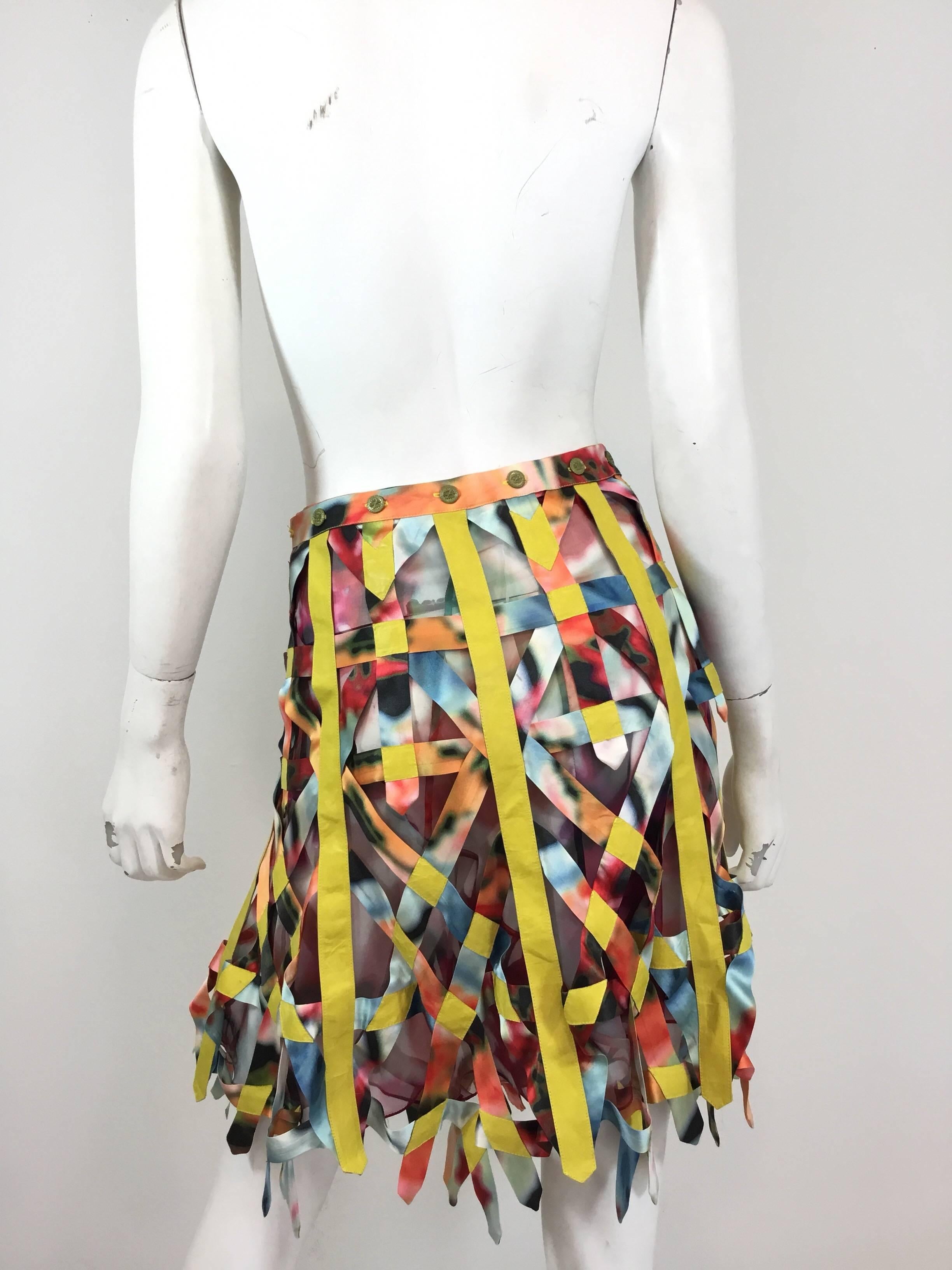 Beige Zac Posen Multicolor Silk Cage Skirt