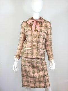 Chanel Couture 1960’s Pink Tweed Skirt Suit