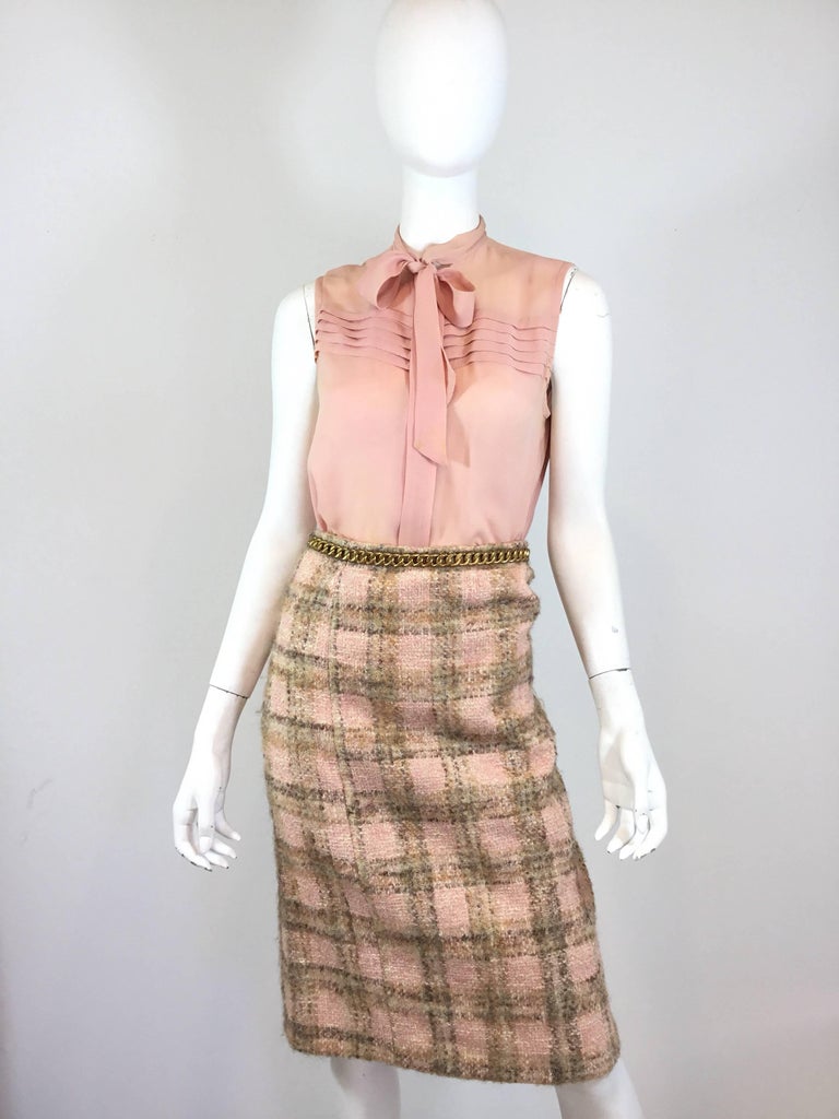 Chanel Couture 1960’s Pink Tweed Skirt Suit