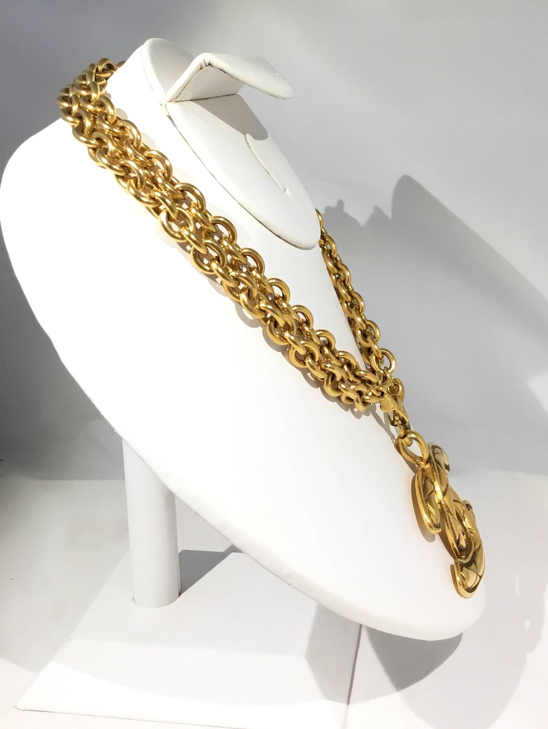 Chanel 1990’s Vintage Chain XL Pendant Necklace In Excellent Condition In Carmel, CA