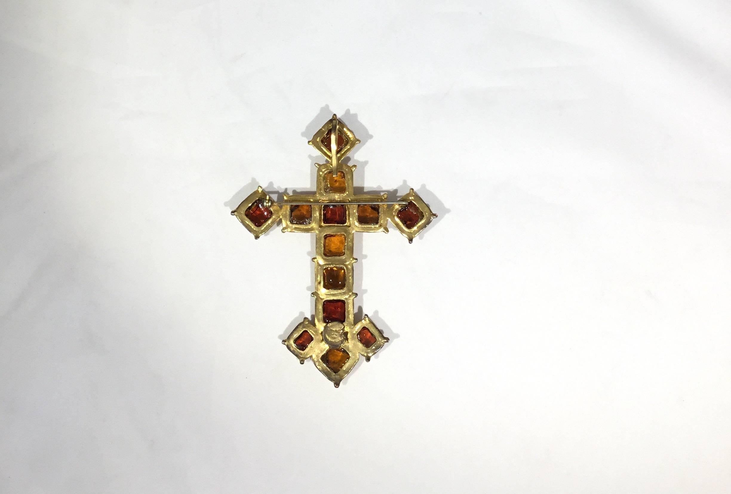 Chanel Goosens Pate 1970s Cross Brooch / Pendant In Excellent Condition In Carmel, CA