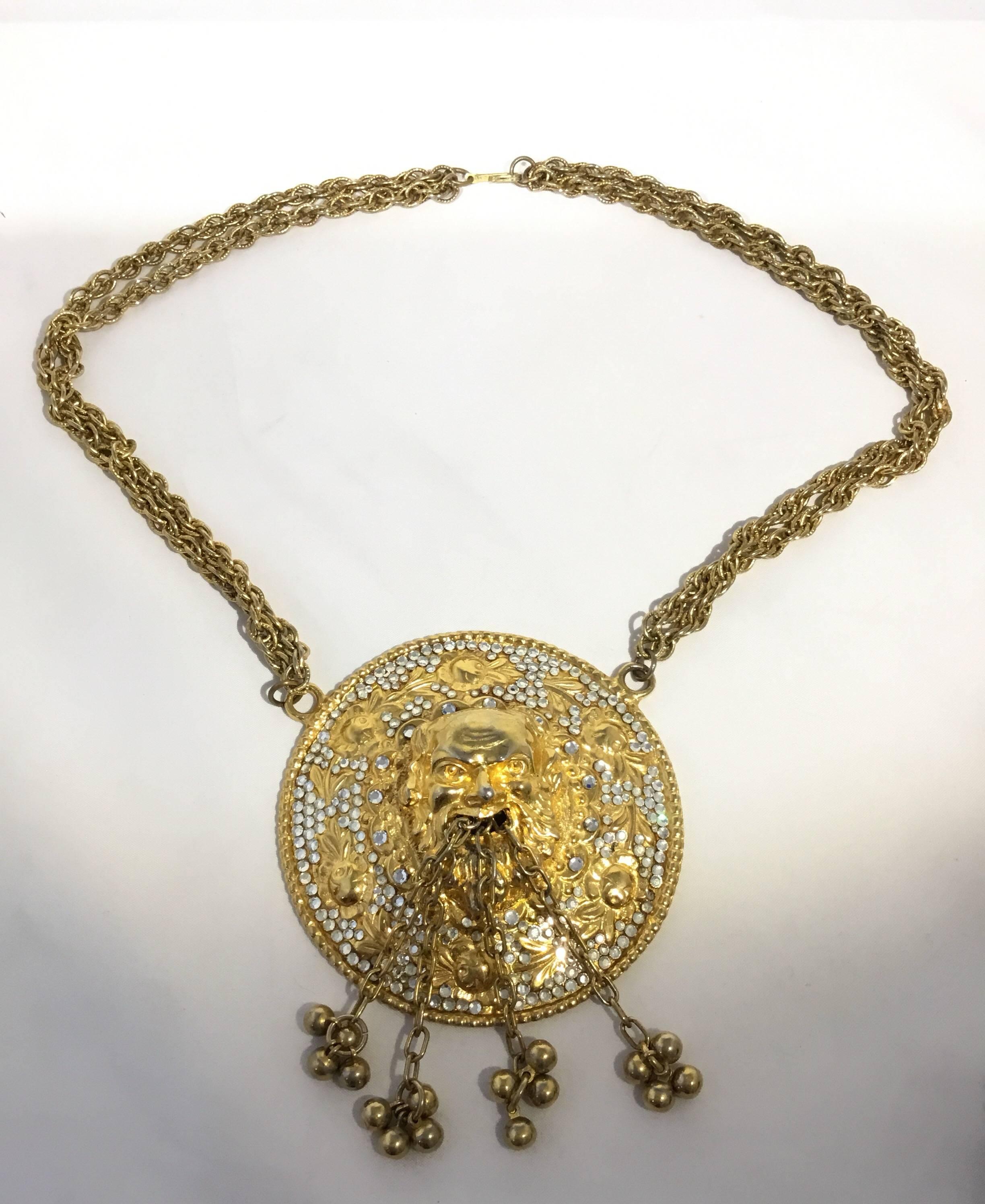 Judith Leiber Massive Bacchus Medallion Necklace   For Sale 2