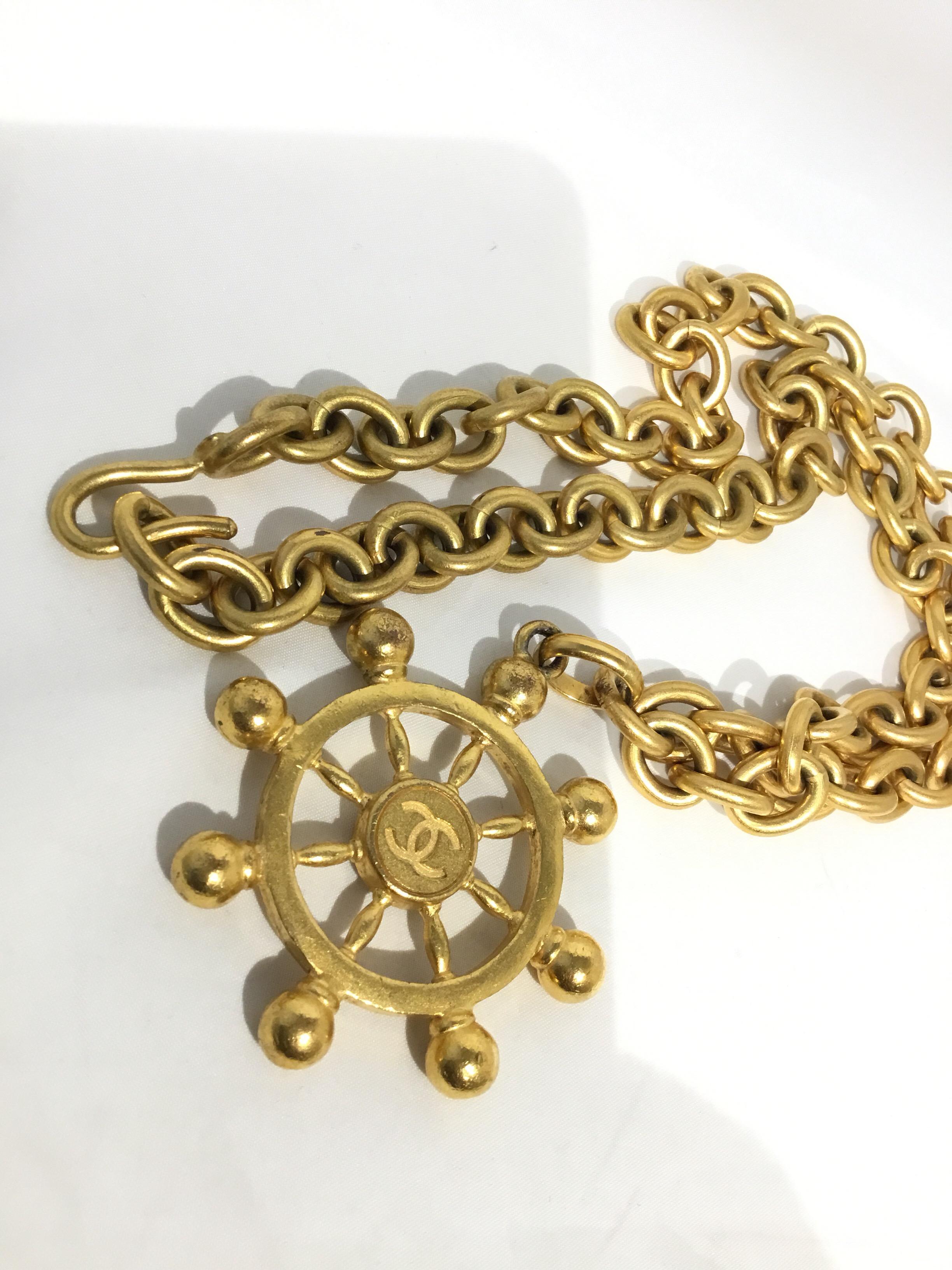 Chanel 1994 P Ship Wheel Nautical Chain Necklace  2