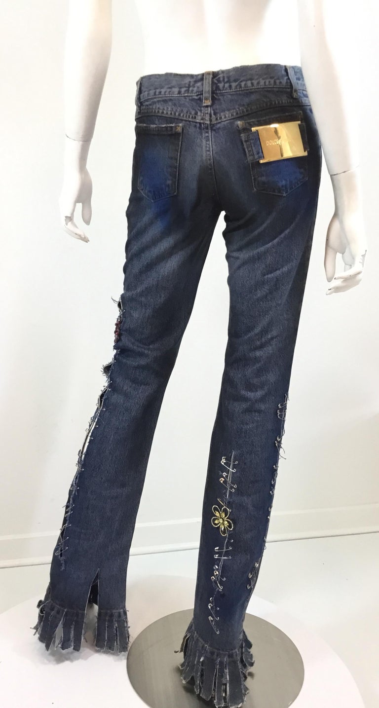 Dolce and Gabbana Safety Pin Jeans Spring Runway 2001 at 1stDibs