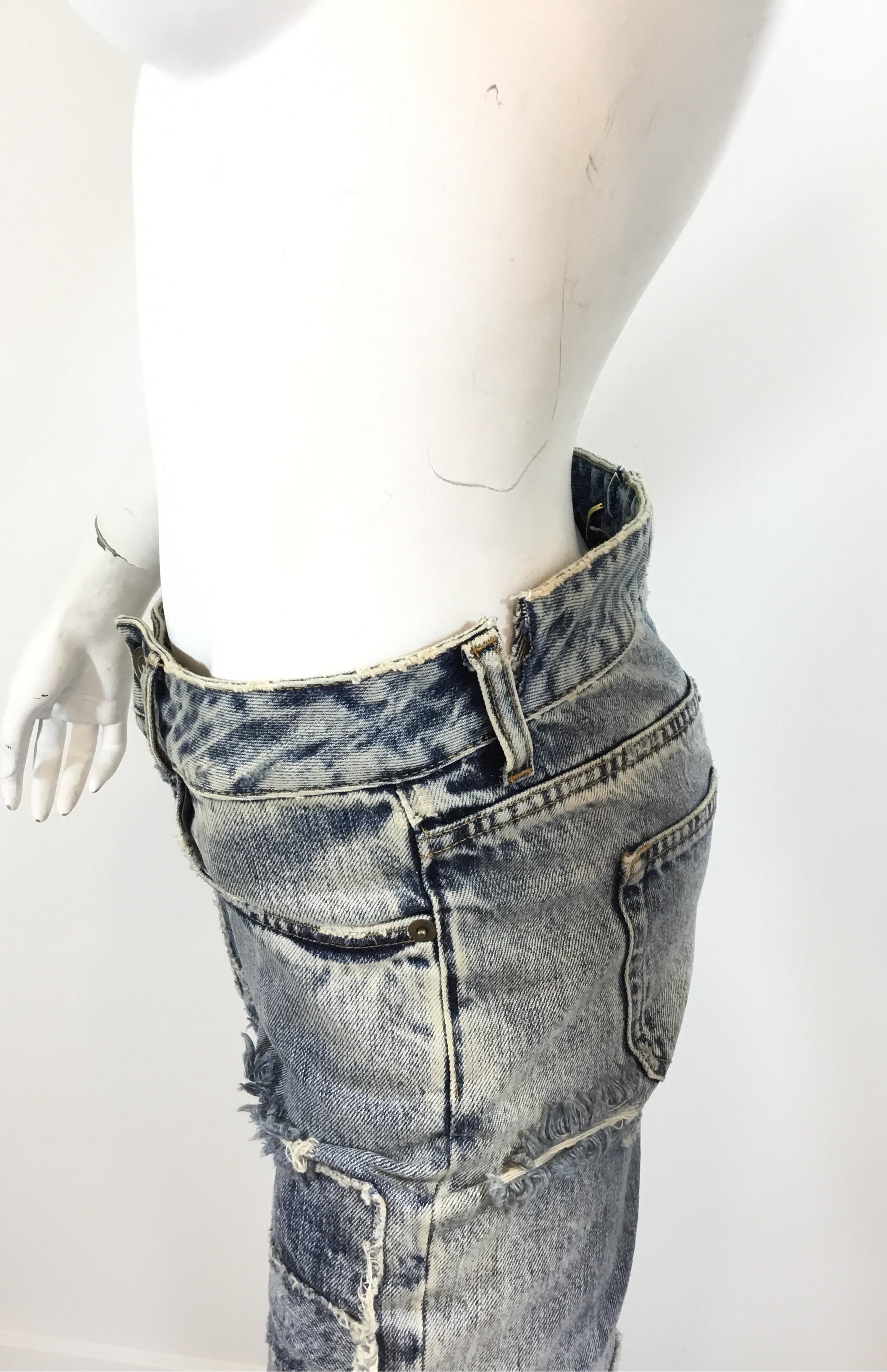 Gray Saint Laurent 2014 Denim Patchwork Jeans