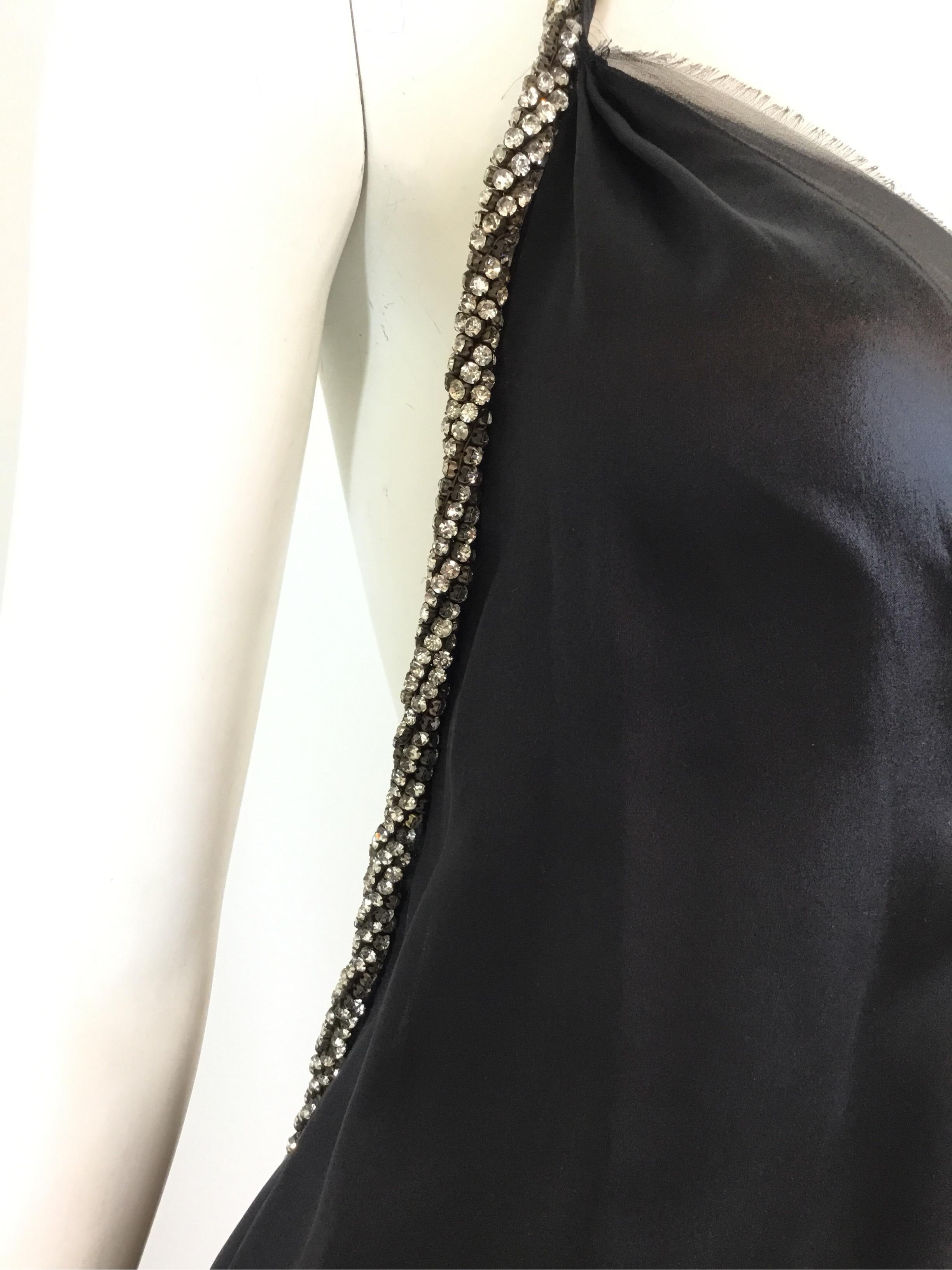 Black Chloé Silk Mini Dress Rhinestone Halter Strap