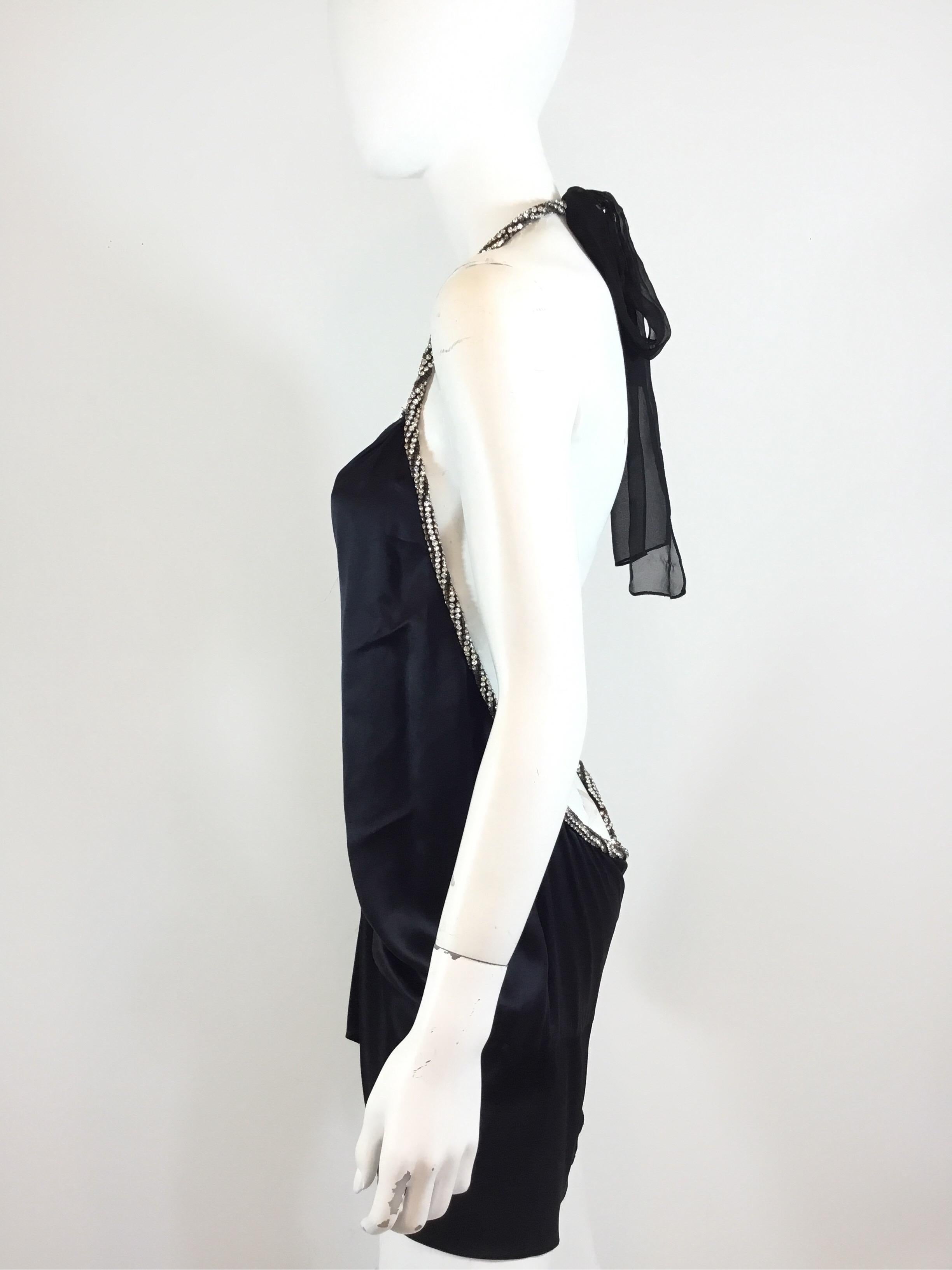 Chloé Silk Mini Dress Rhinestone Halter Strap In Excellent Condition In Carmel, CA