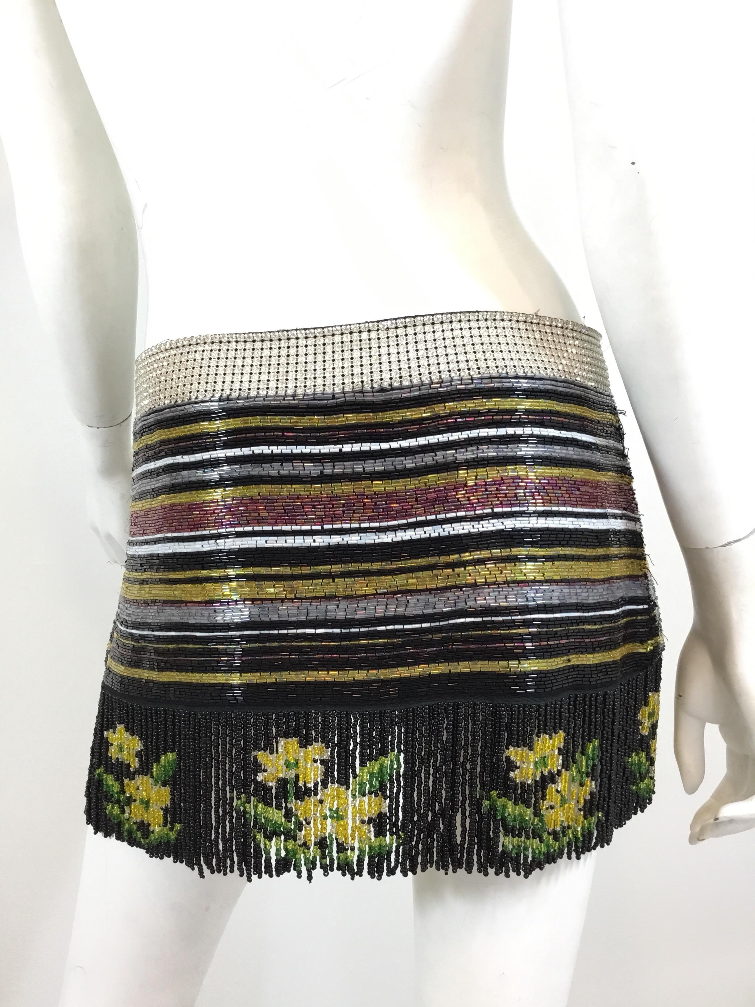 Women's Dolce & Gabbana Beaded Fringe Mini Skirt, Spring Runway 2001