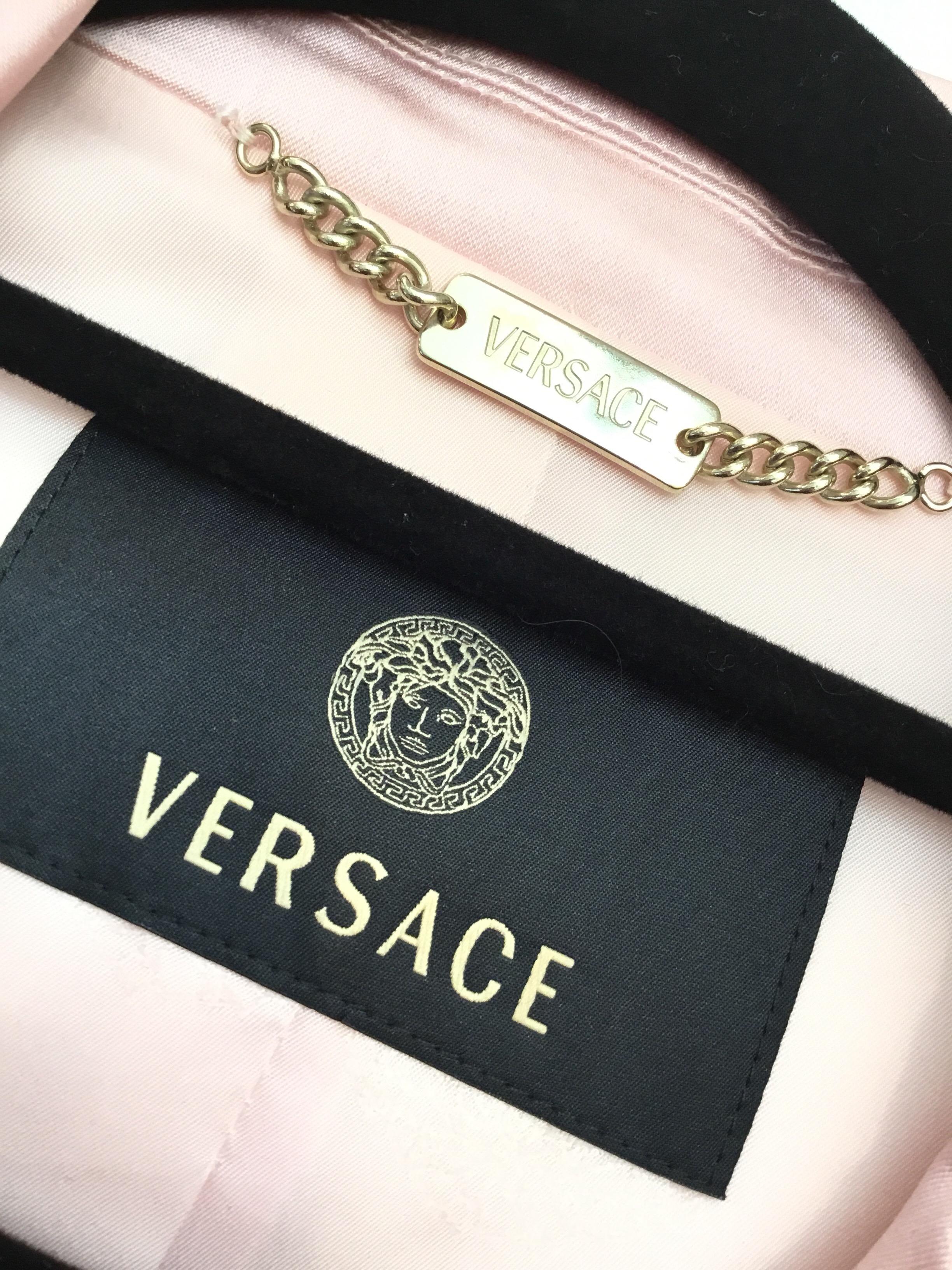 Beige Versace Satin Blazer with Medusa Buttons