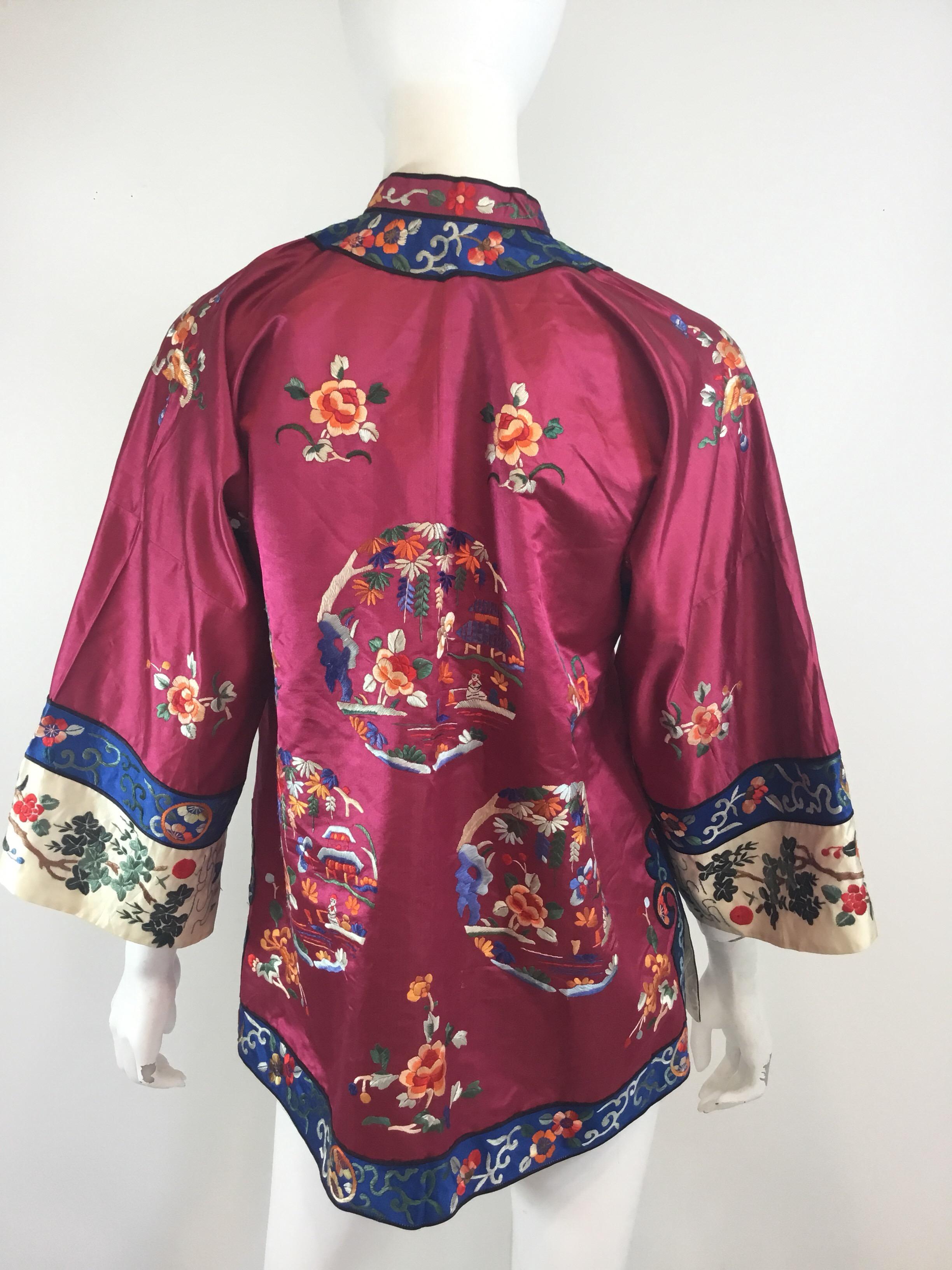 Pink Chinese Silk Embroidered Jacket, Circa 1920