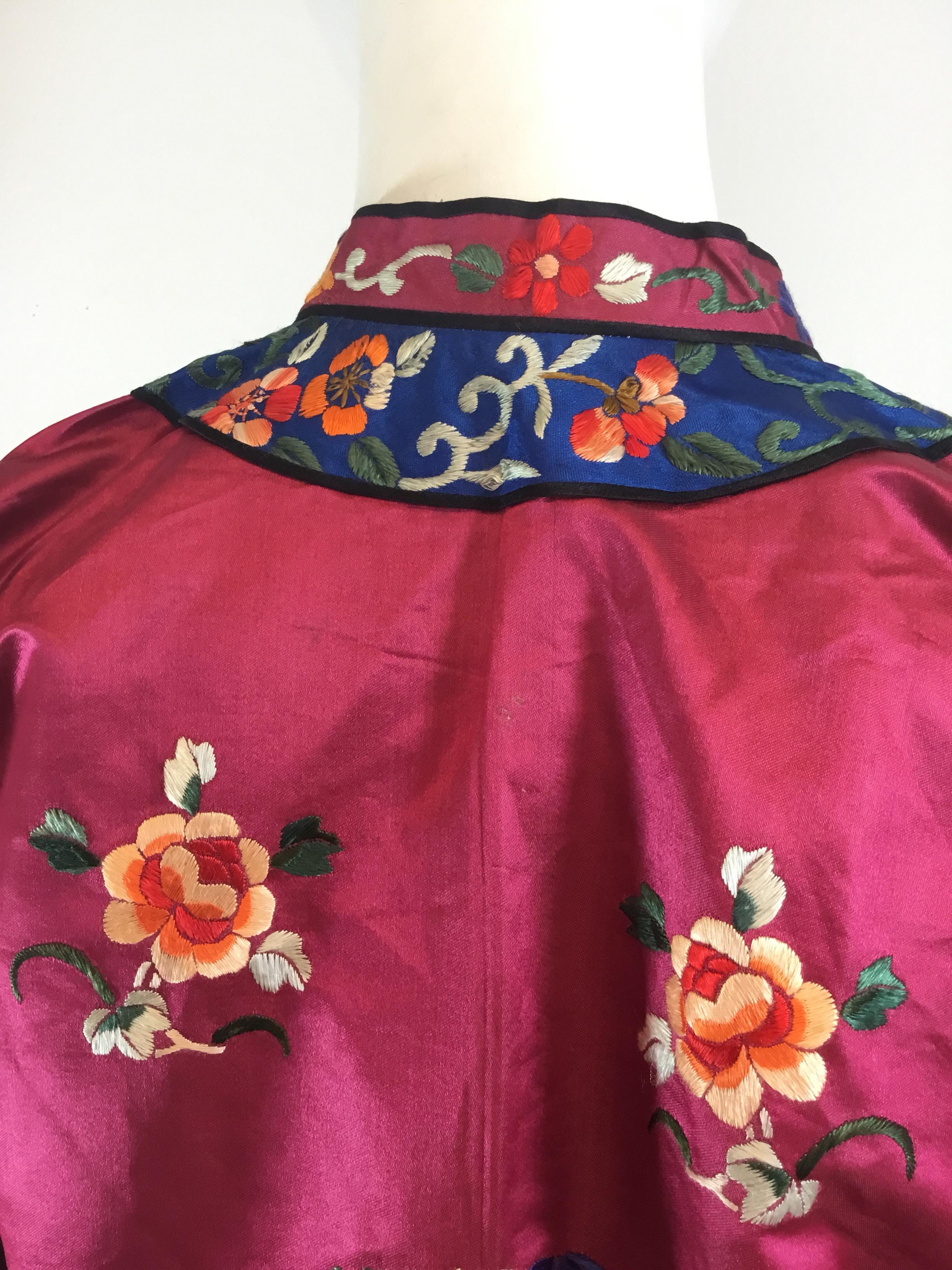 Chinese Silk Embroidered Jacket, Circa 1920 In Excellent Condition In Carmel, CA
