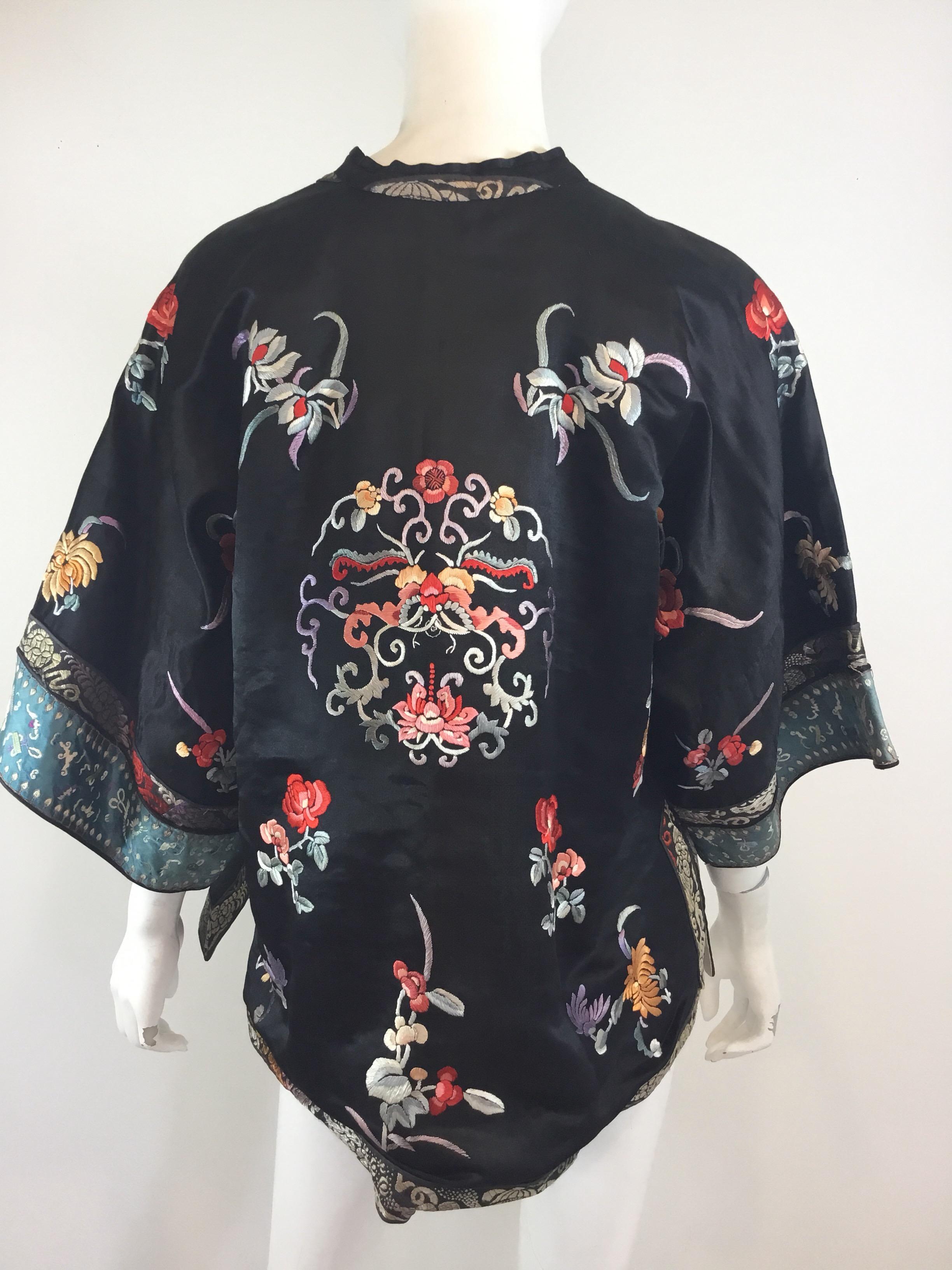 Chinese Silk Embroidered Jacket, Circa 1920  In Excellent Condition In Carmel, CA