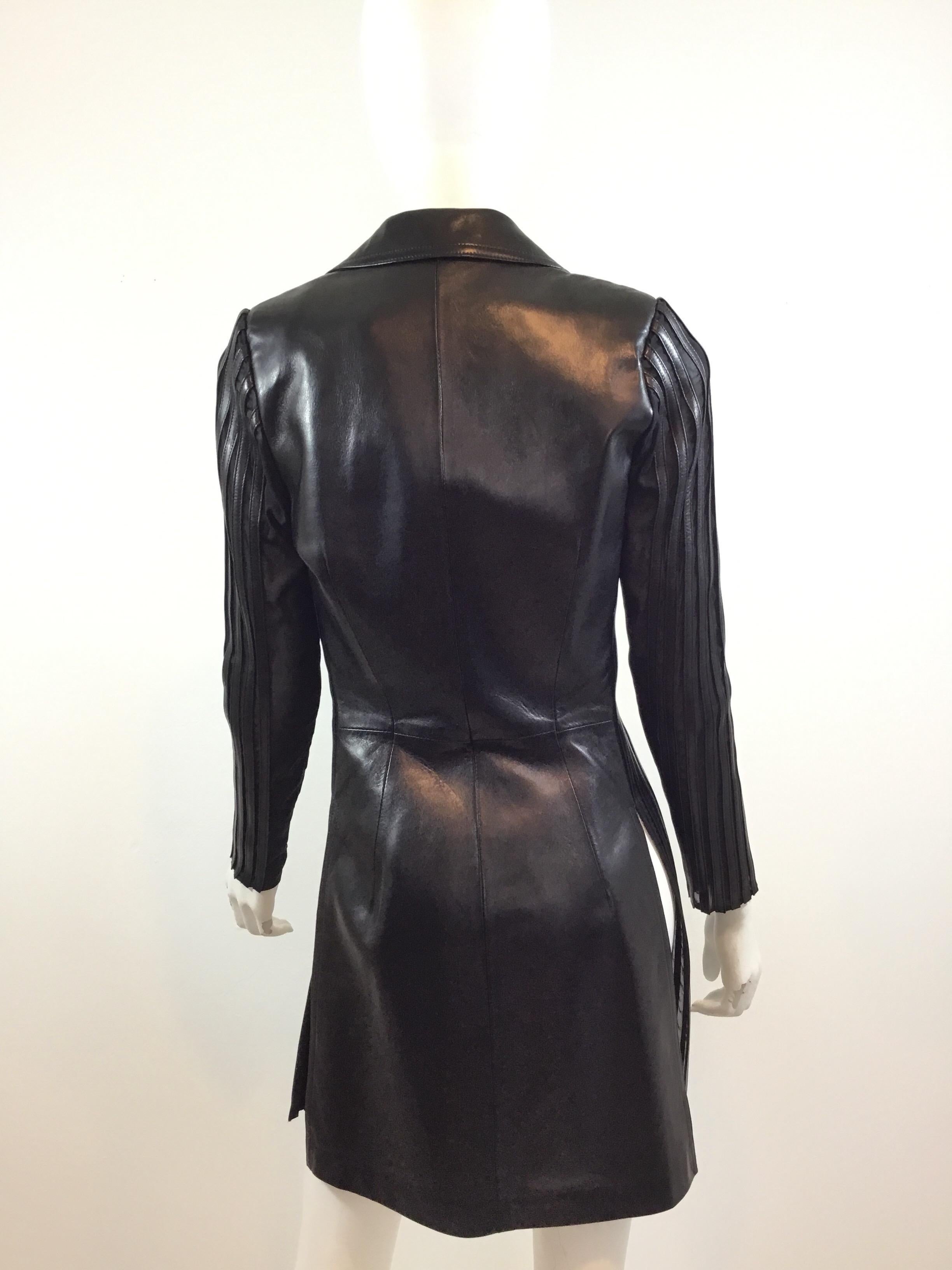 Black Jean-Claude Jitrois Silk with Leather Panel Coat and Shell Top