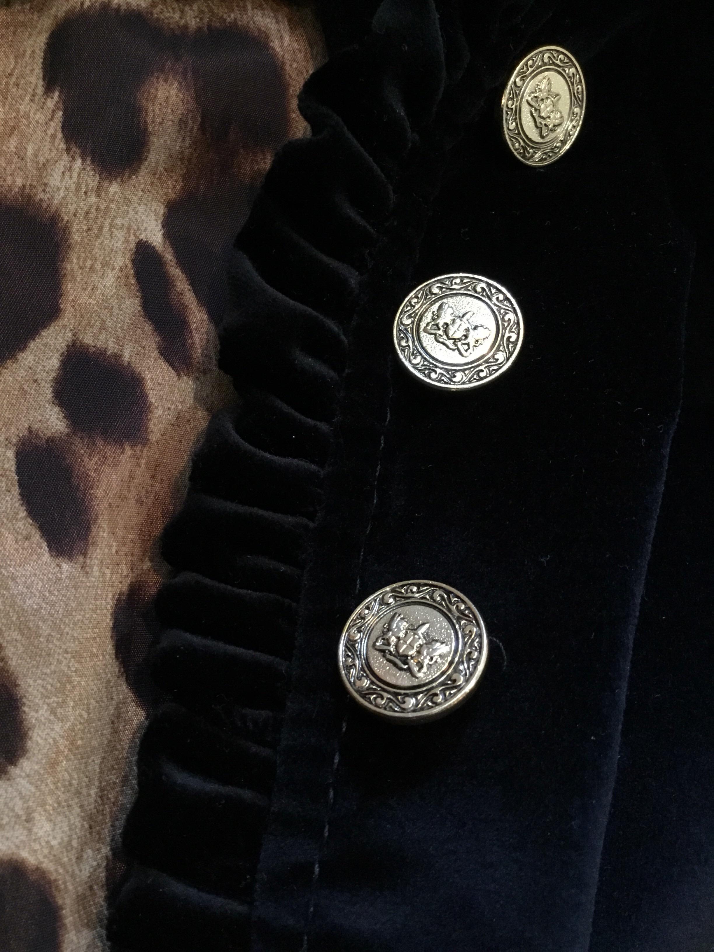 Dolce & Gabbana Velvet Jacket with Ruffle Trim In Excellent Condition In Carmel, CA