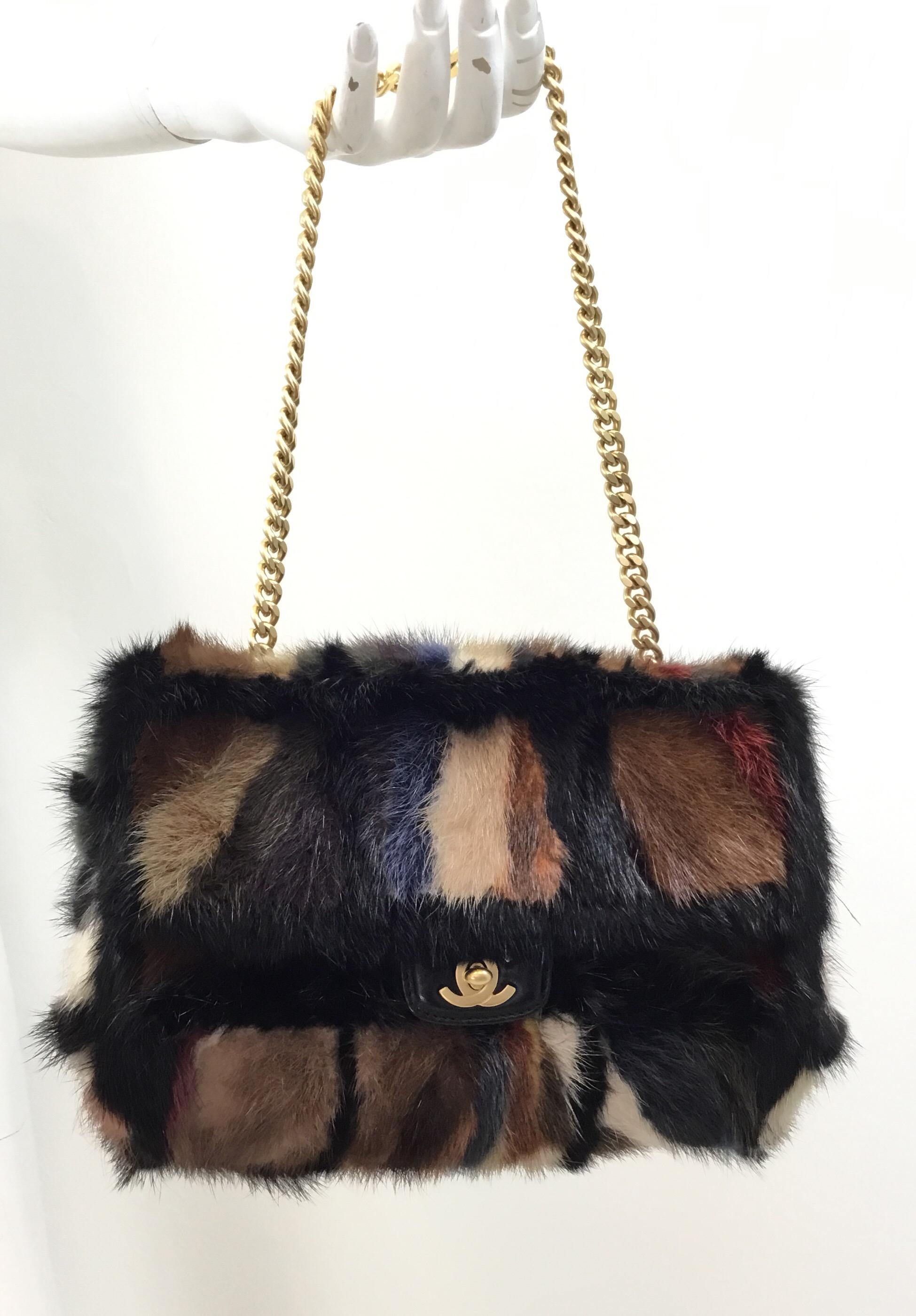 Chanel Mink Fur Chain Handle Bag 2001 A Collection In Excellent Condition In Carmel, CA