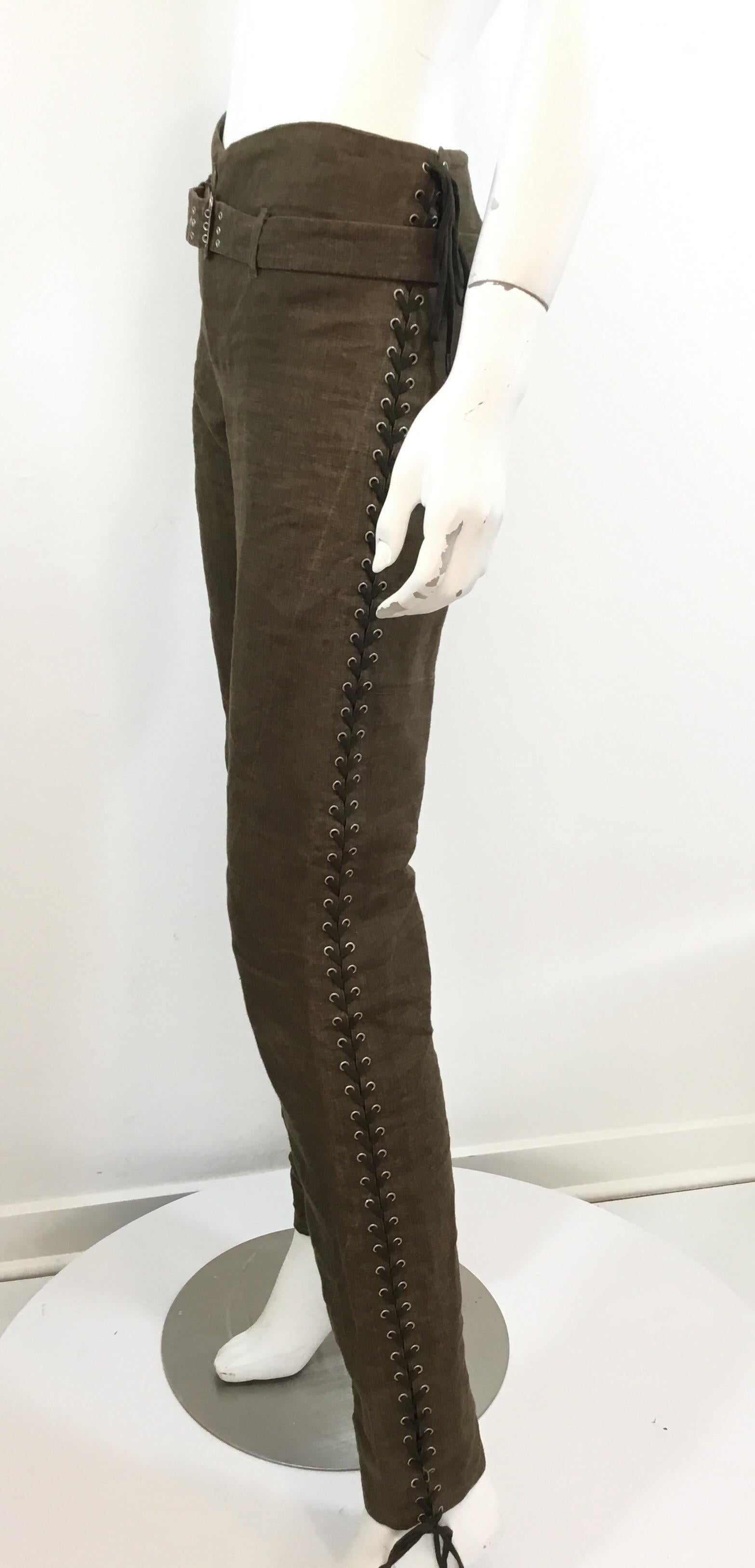 Black Jean Paul Gaultier Lace Up Linen Pants For Sale