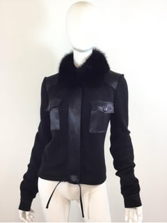 Valentino Knit Sweater with Fur Trim Collar