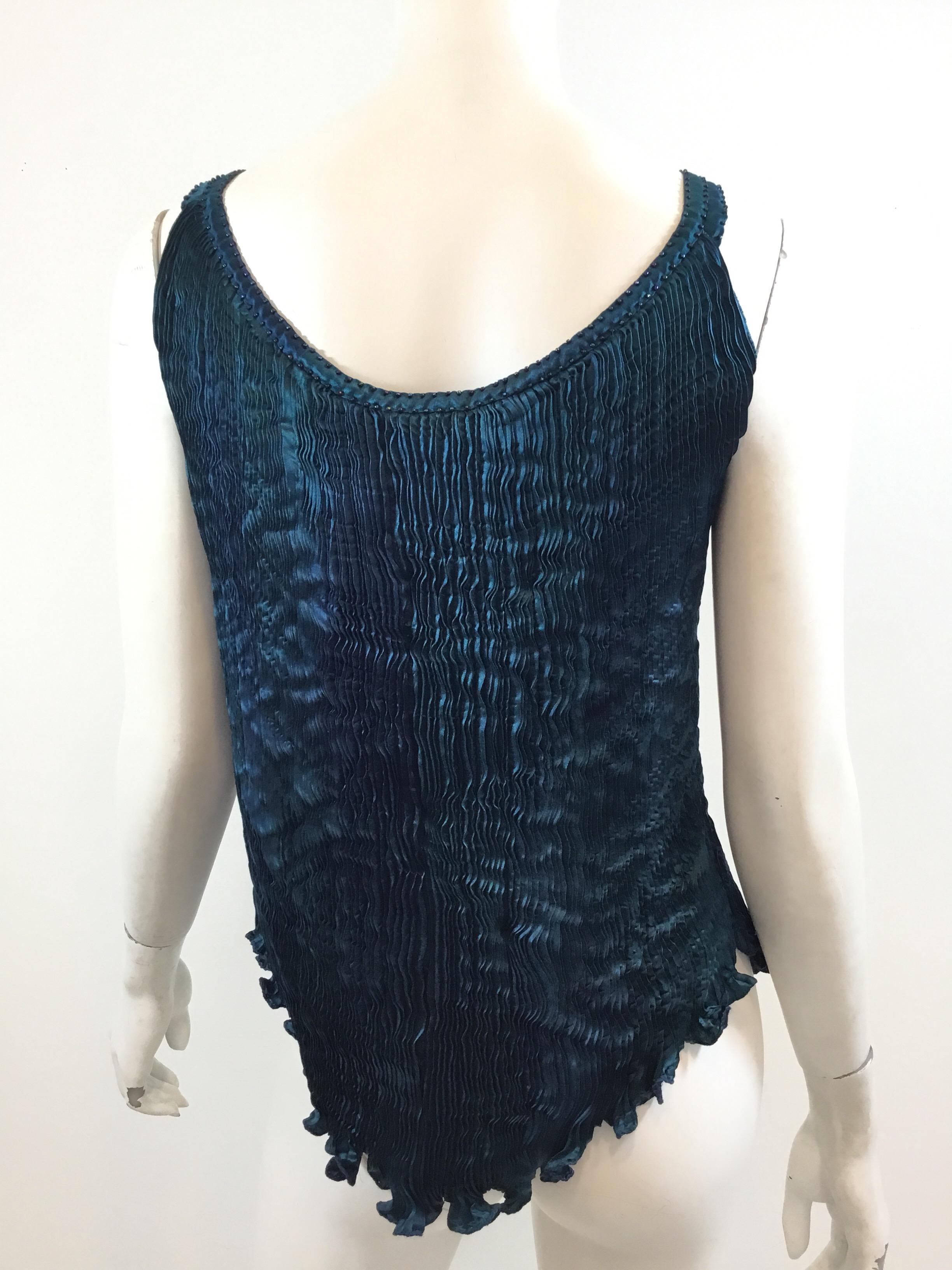 Charles Patricia Lester Silk Bead Trim Top In Excellent Condition In Carmel, CA