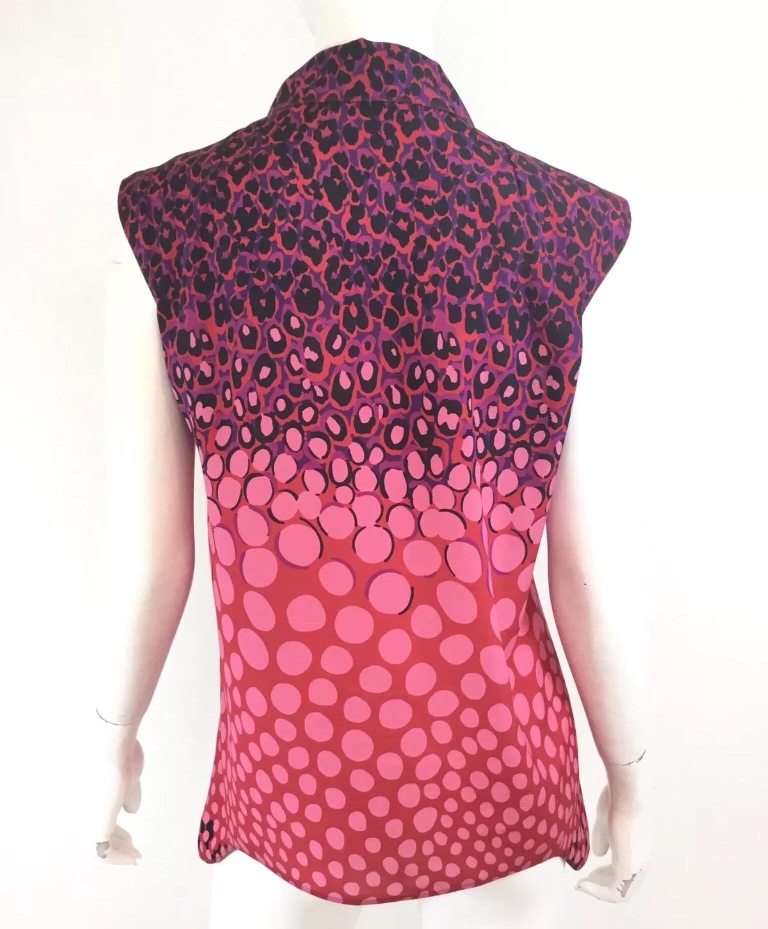 Pink Yves Saint Laurent Silk Print Blouse