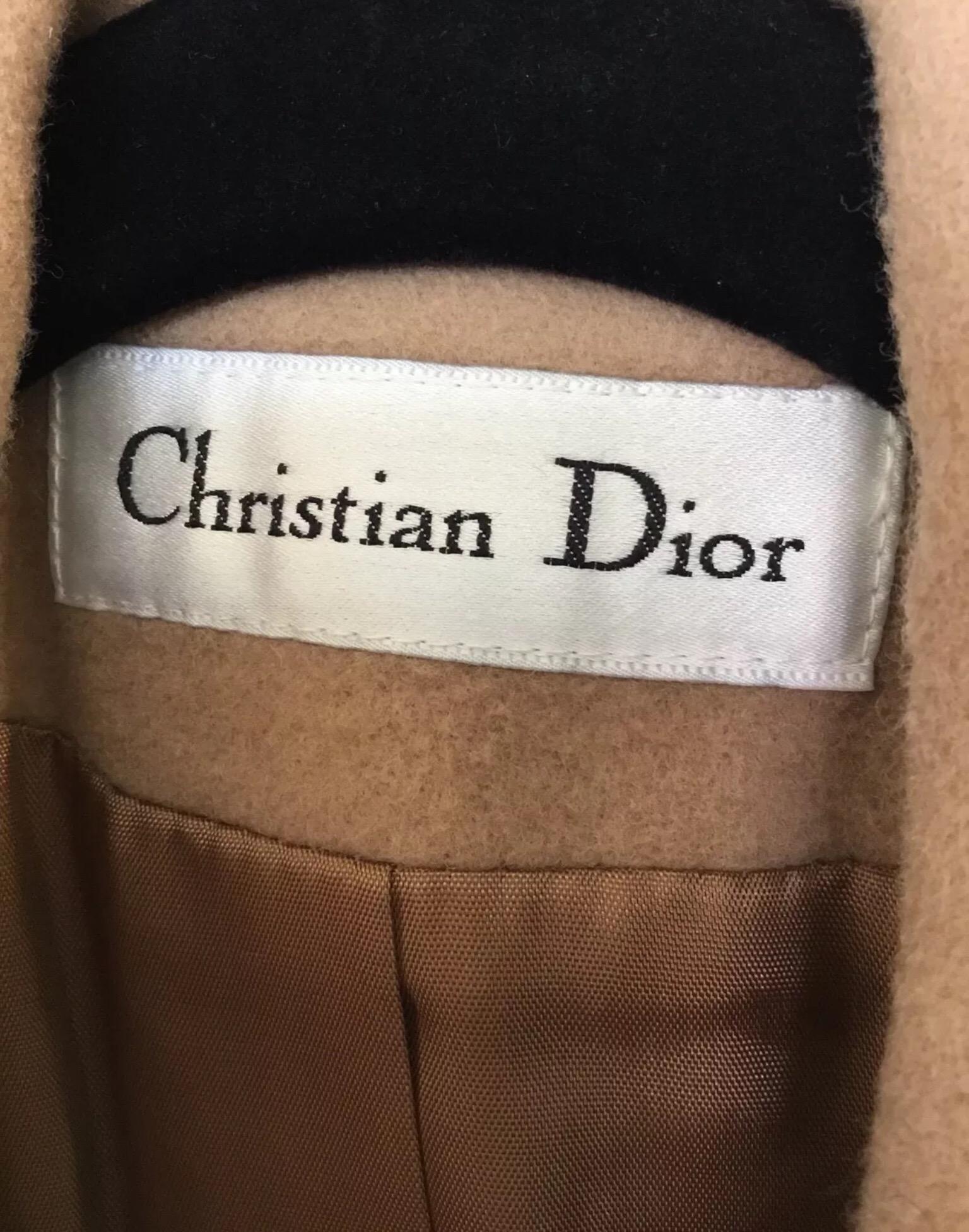 Brown Christian Dior Vintage Military Style Maxi Coat