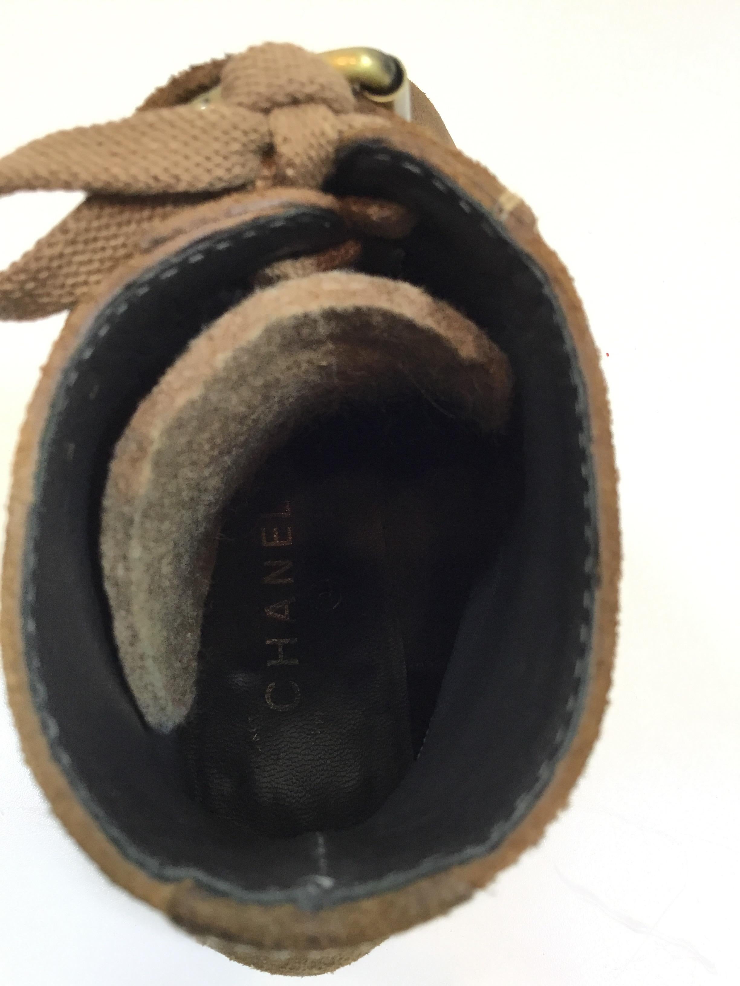 Chanel Suede Distressed Combat Boots, 36 In Excellent Condition In Carmel, CA