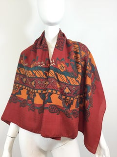 Hermes Paisley Print Cashmere and Silk Large Shawl