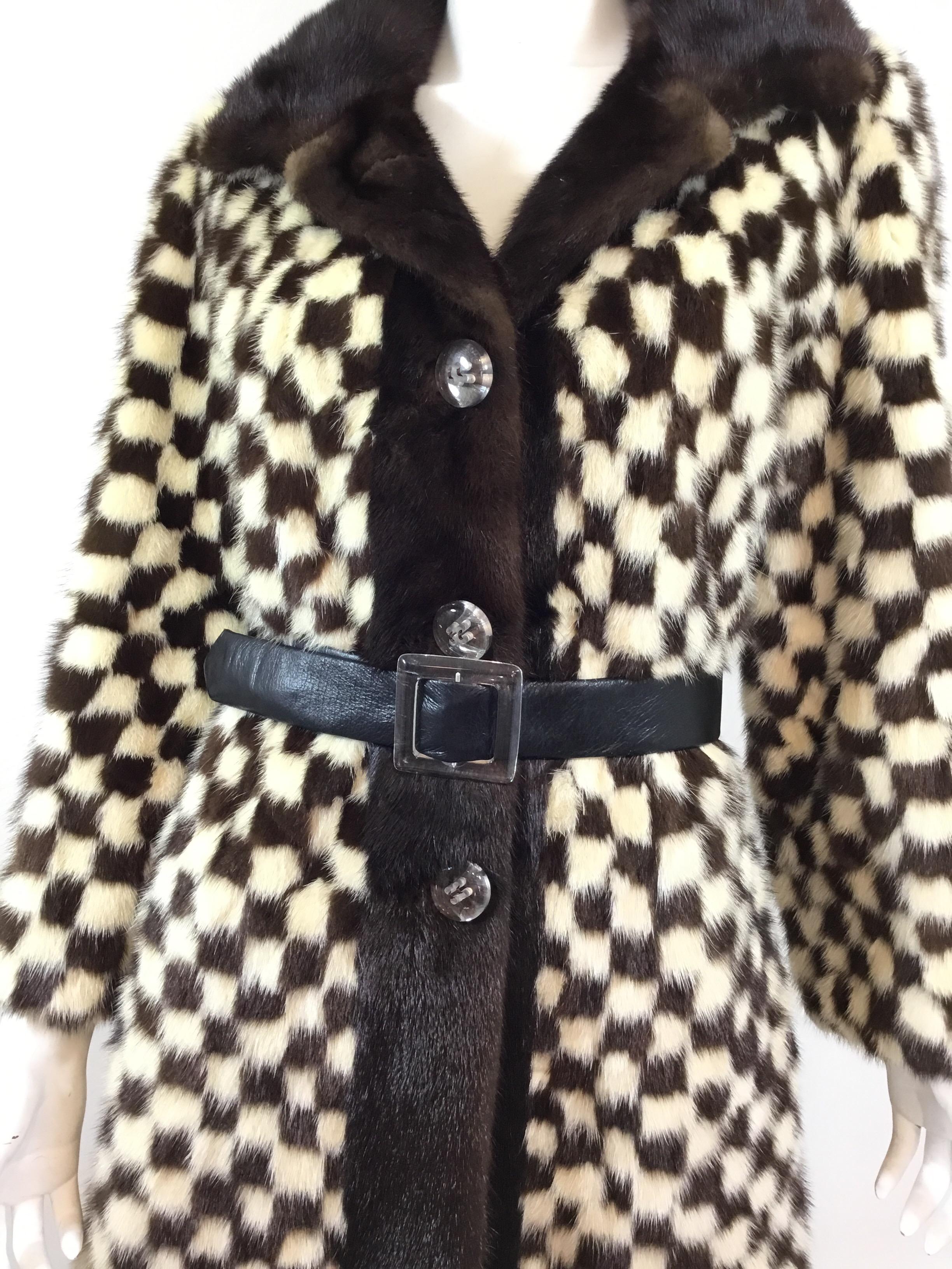 checkered fur coat