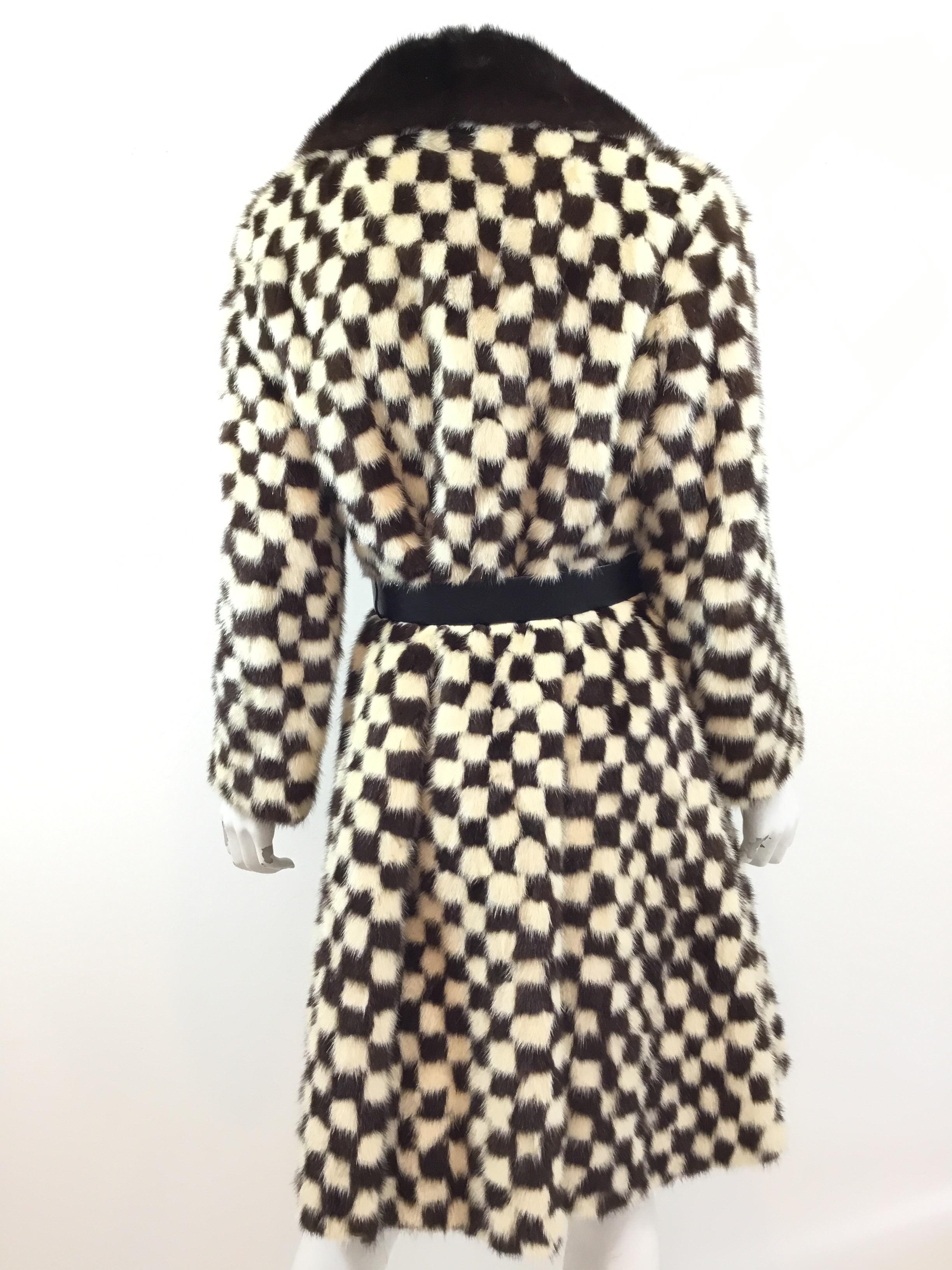 checkerboard fur coat