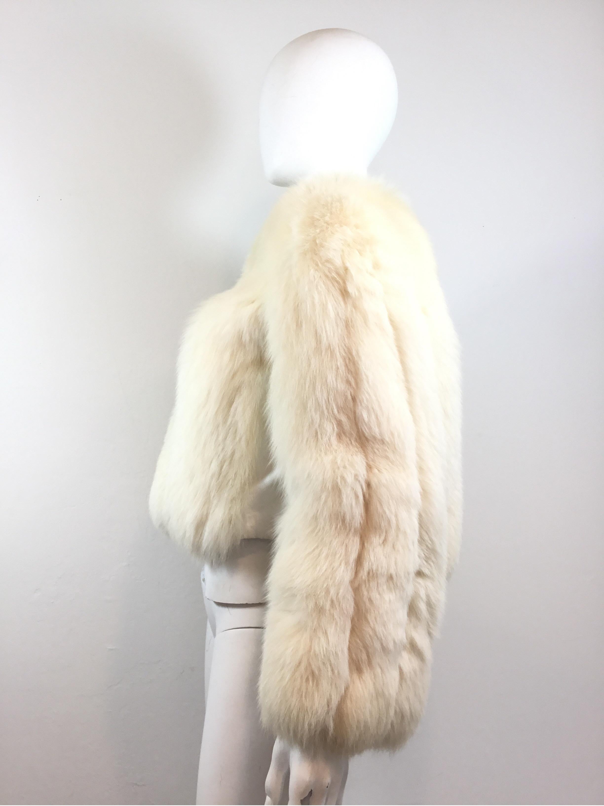 White Sakowitz Fox Fur Chubby Jacket Vintage