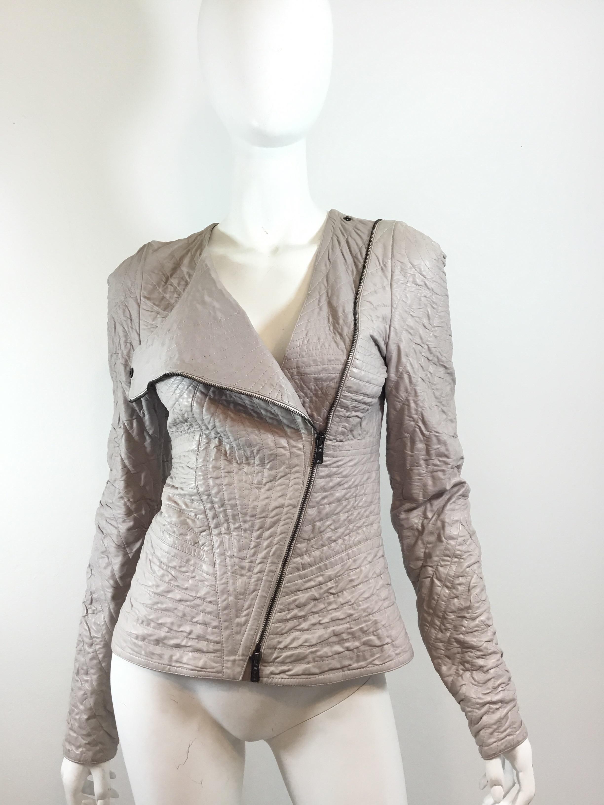 Gray Yves Saint Laurent Quilted Leather Jacket