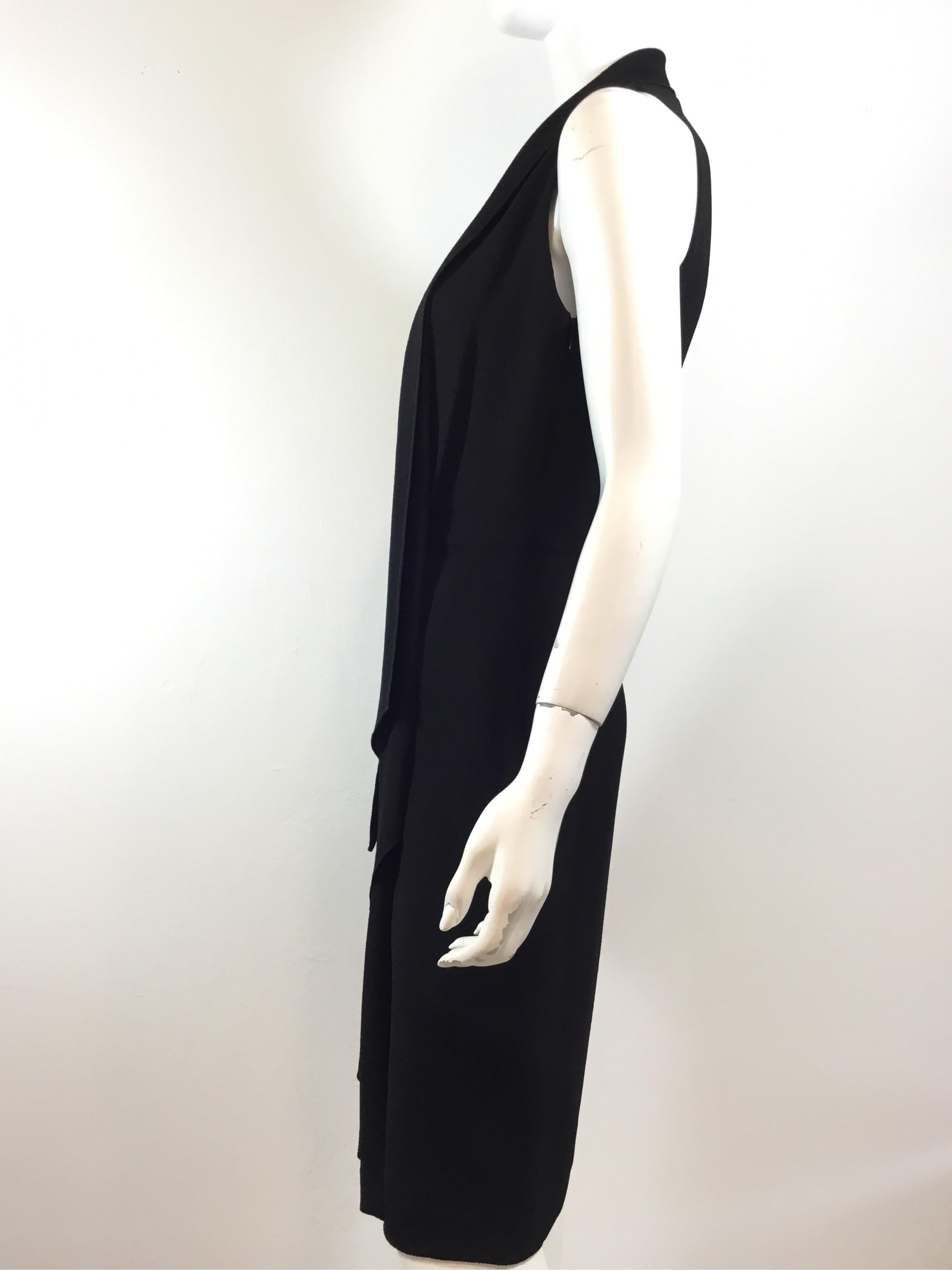 Black Hermes Silk Crepe Neck Tie Dress