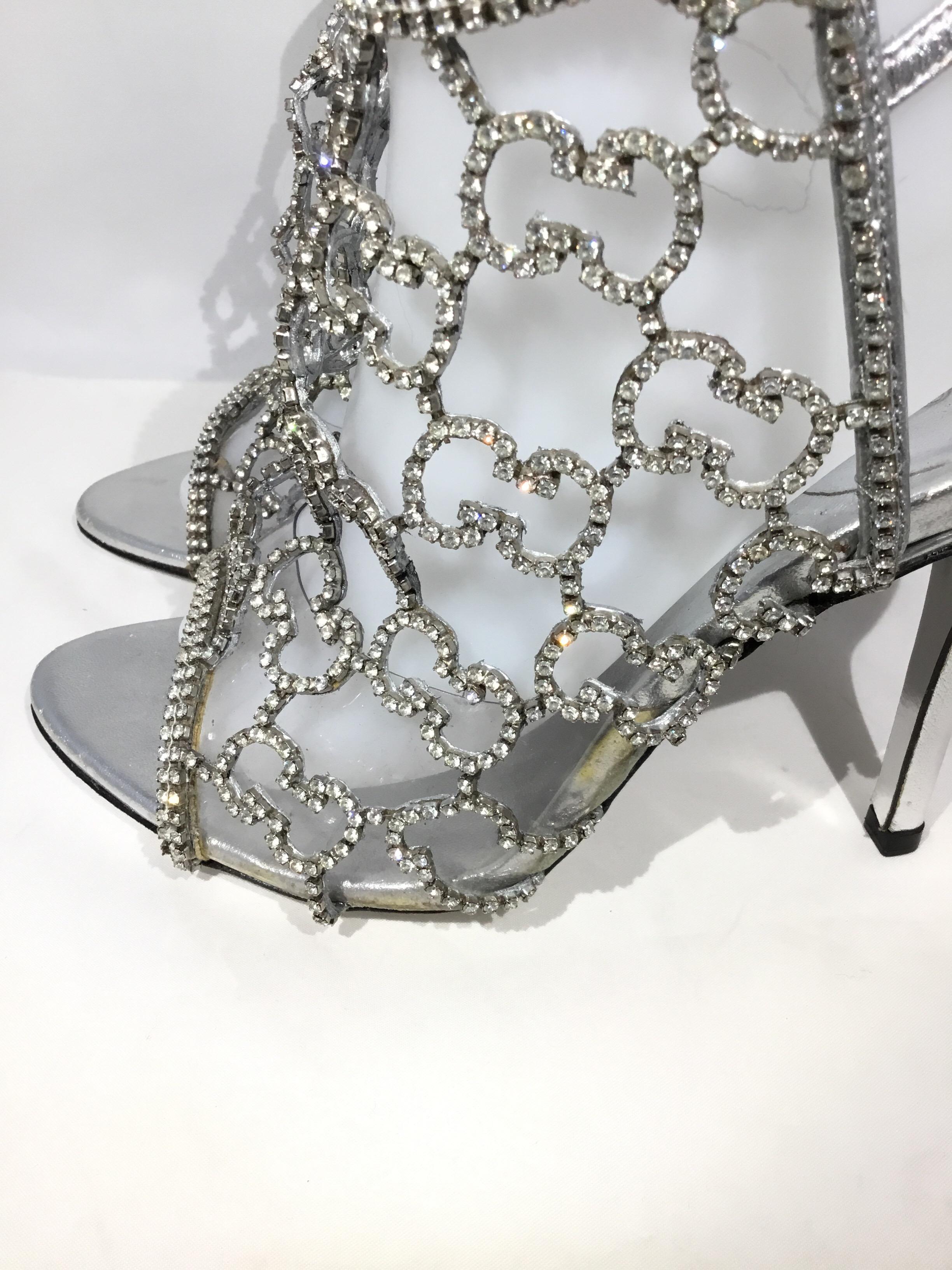 Gucci Rhinestone Encrusted GG Heels In Excellent Condition In Carmel, CA