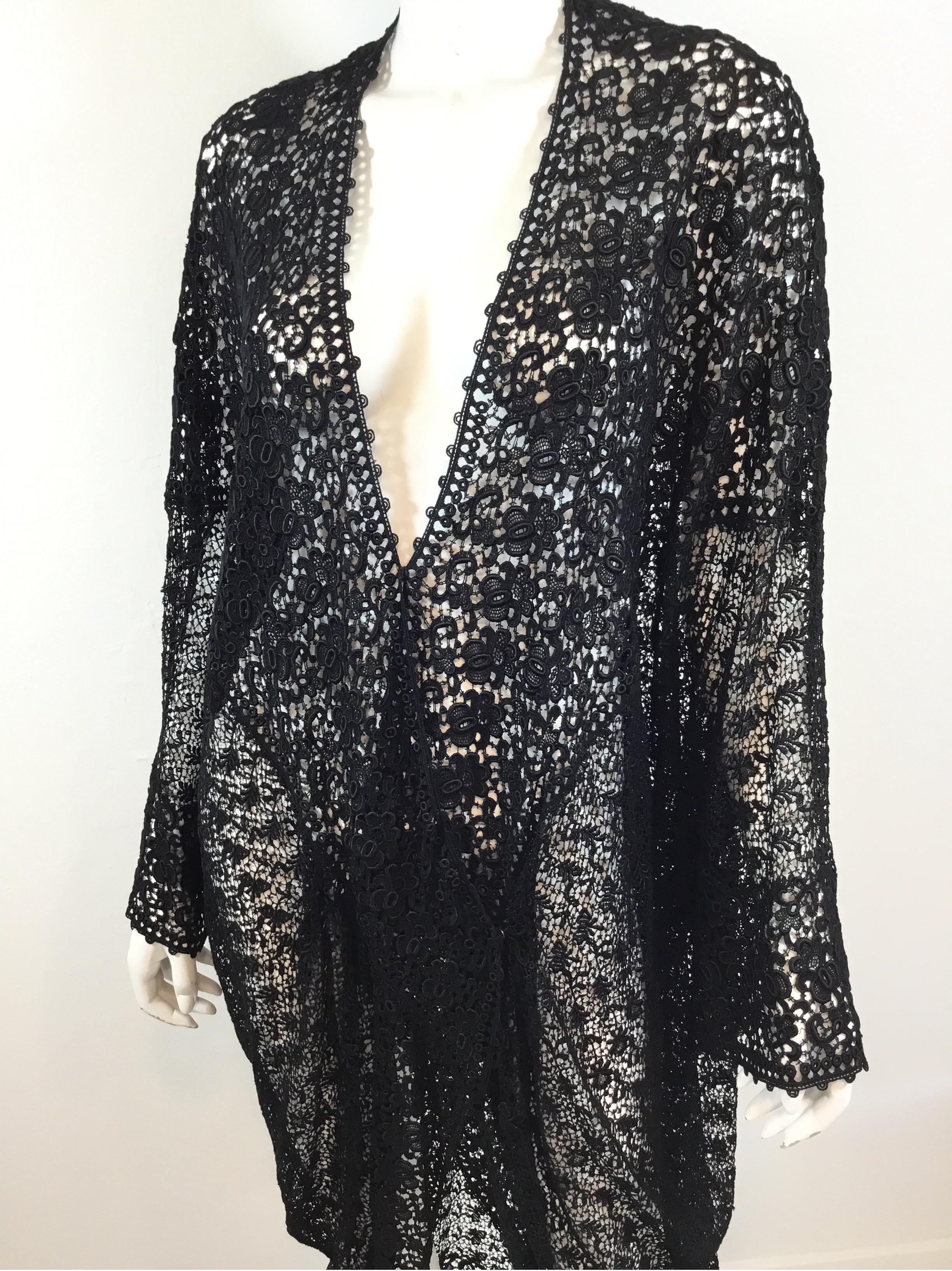 Black Vintage Victorian Lace Cover Up For Sale