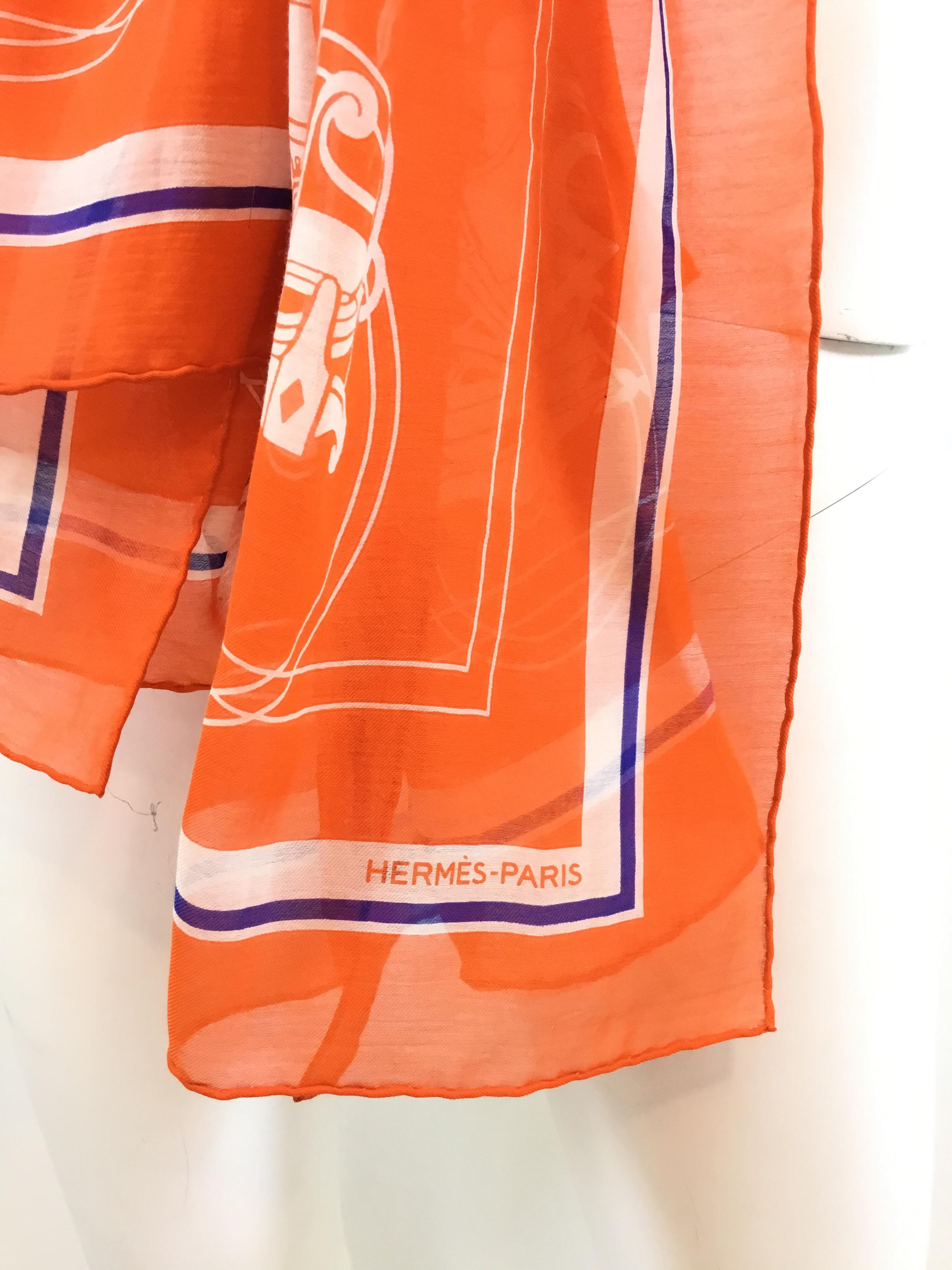 Hermes Paris Long Silk-Blend Scarf In Excellent Condition In Carmel, CA