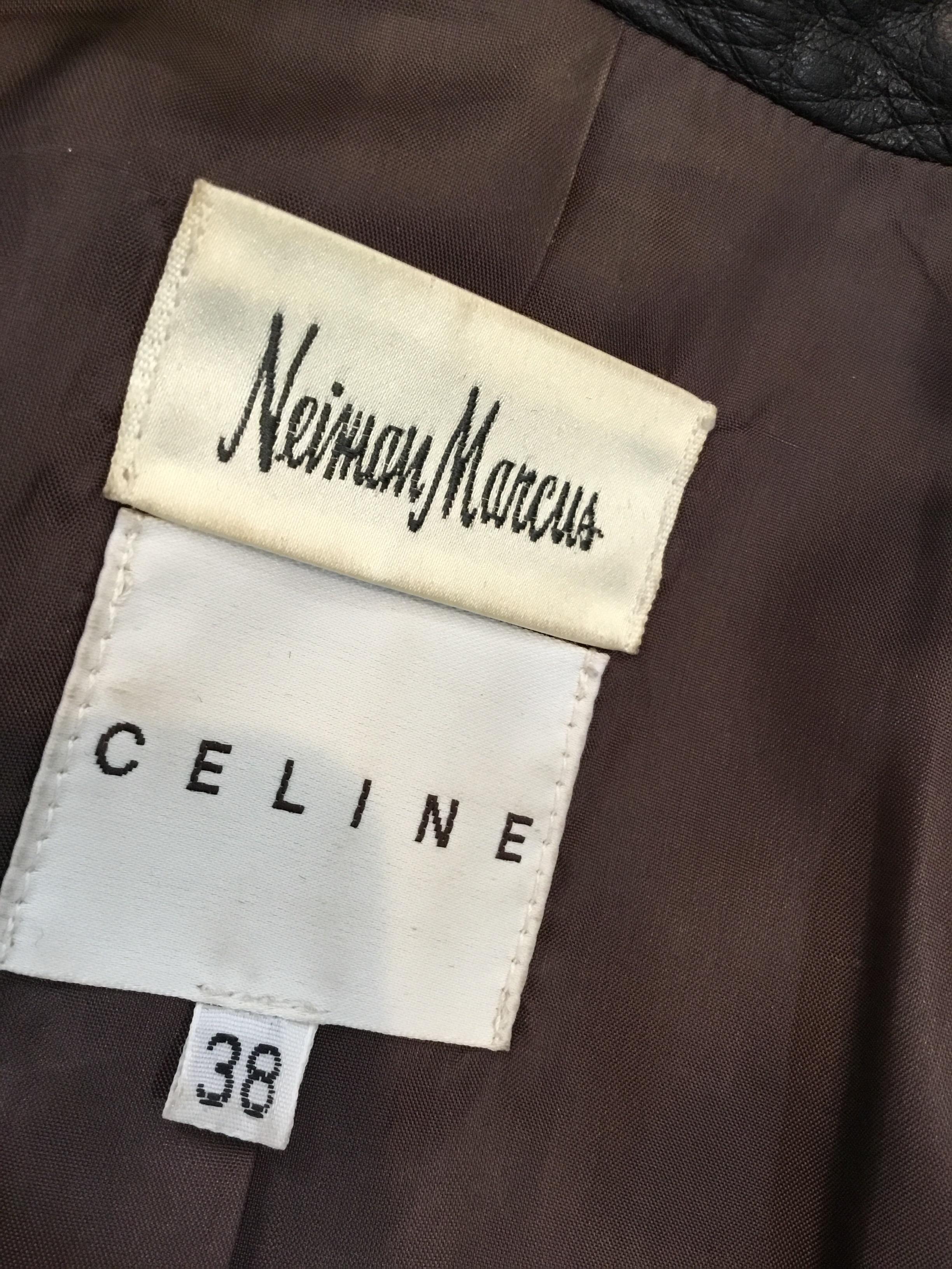 Black Celine Leather Jacket with Belt